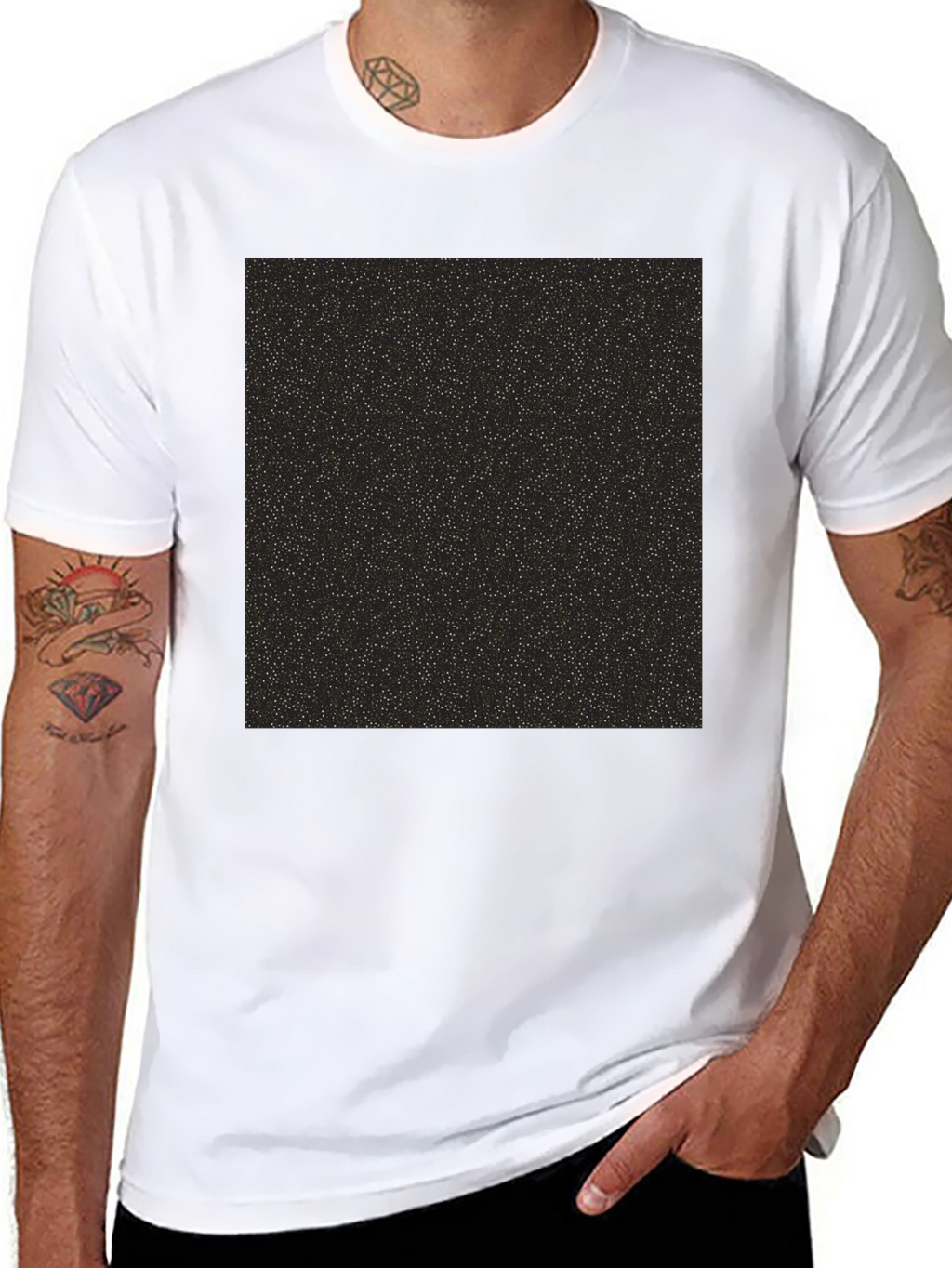 Black T-Shirt with Starry Print