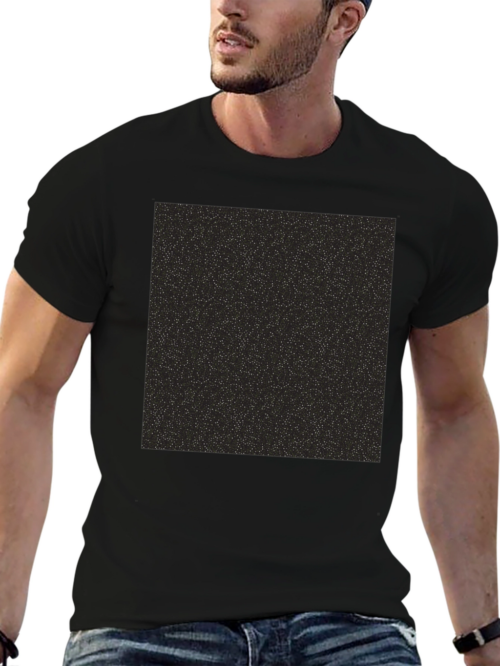 Black T-Shirt with Starry Print