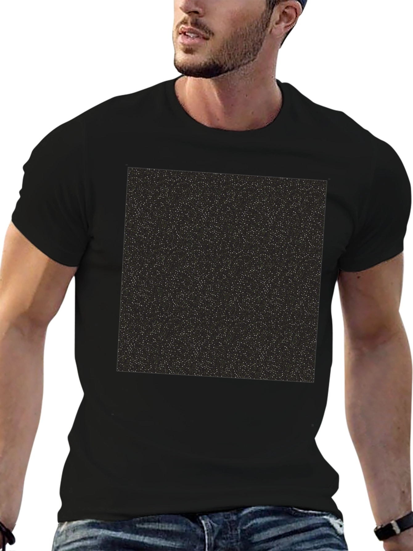 Black T-Shirt with Starry Print