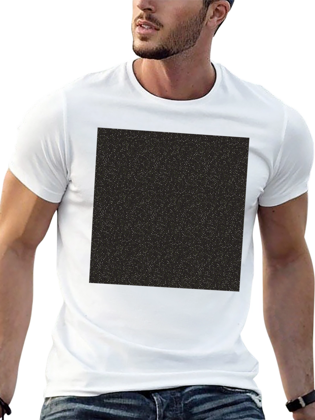 Black T-Shirt with Starry Print