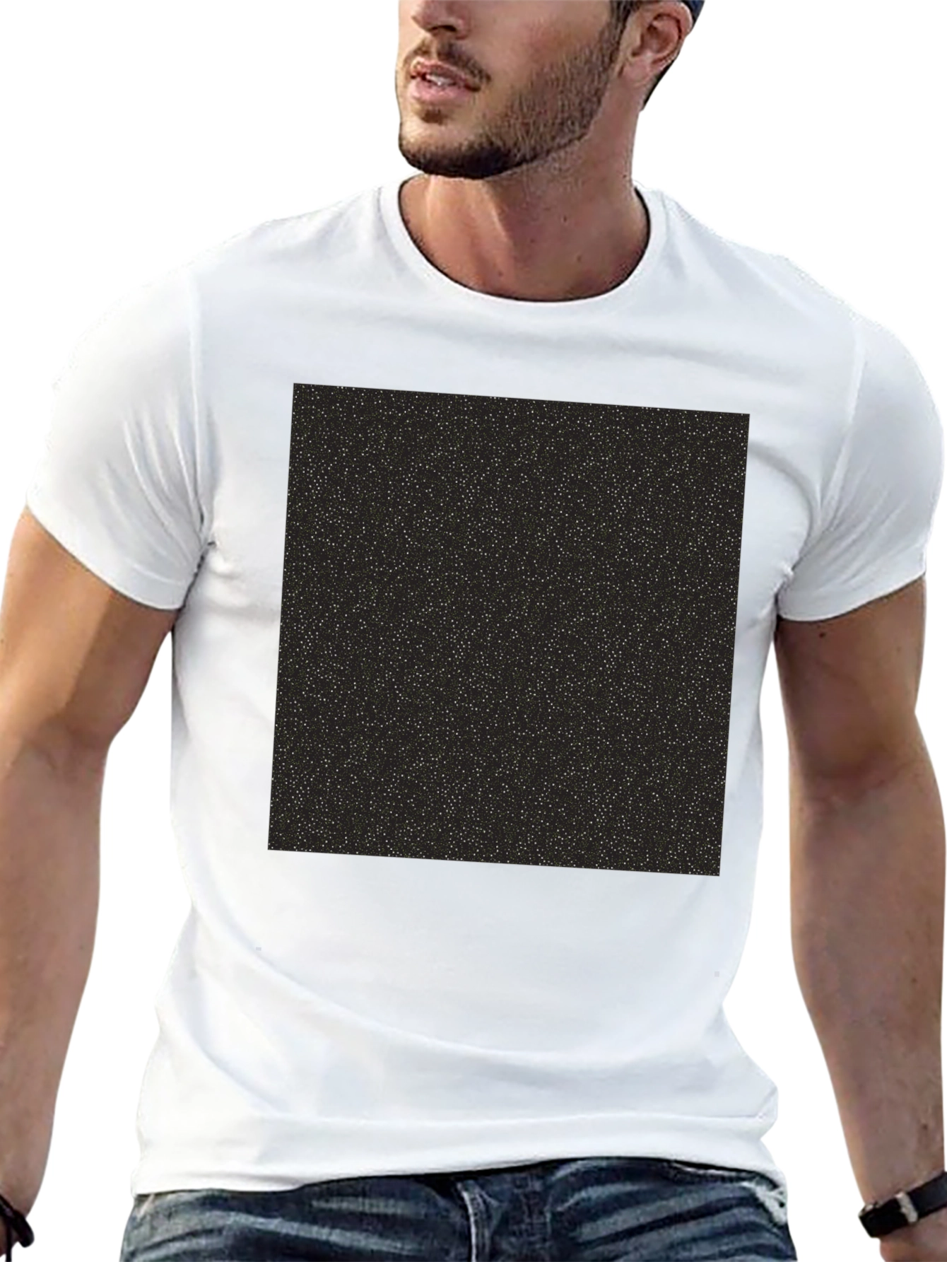 Black T-Shirt with Starry Print