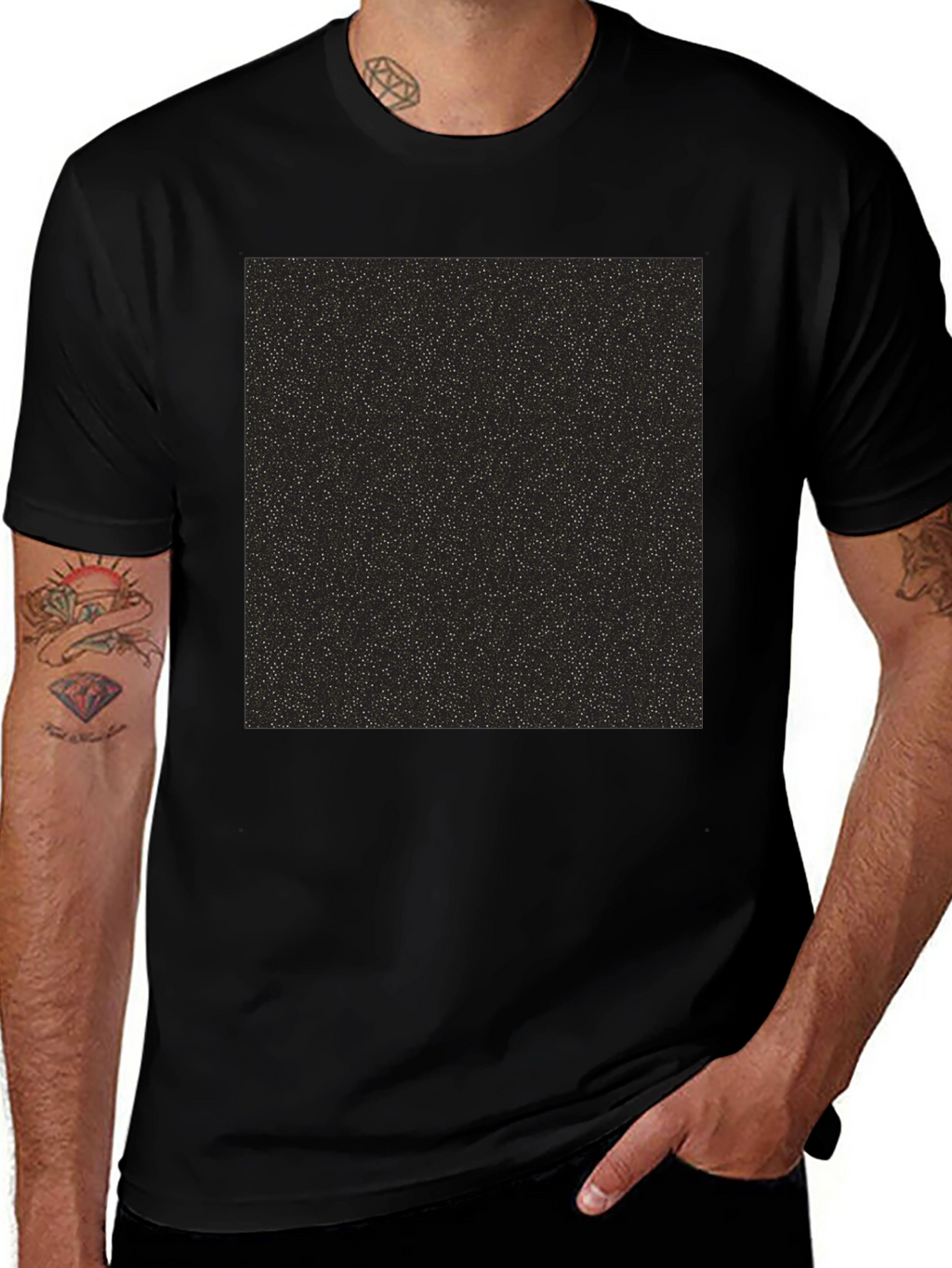Black T-Shirt with Starry Print
