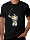 Astronaut Golfing Black T-Shirt