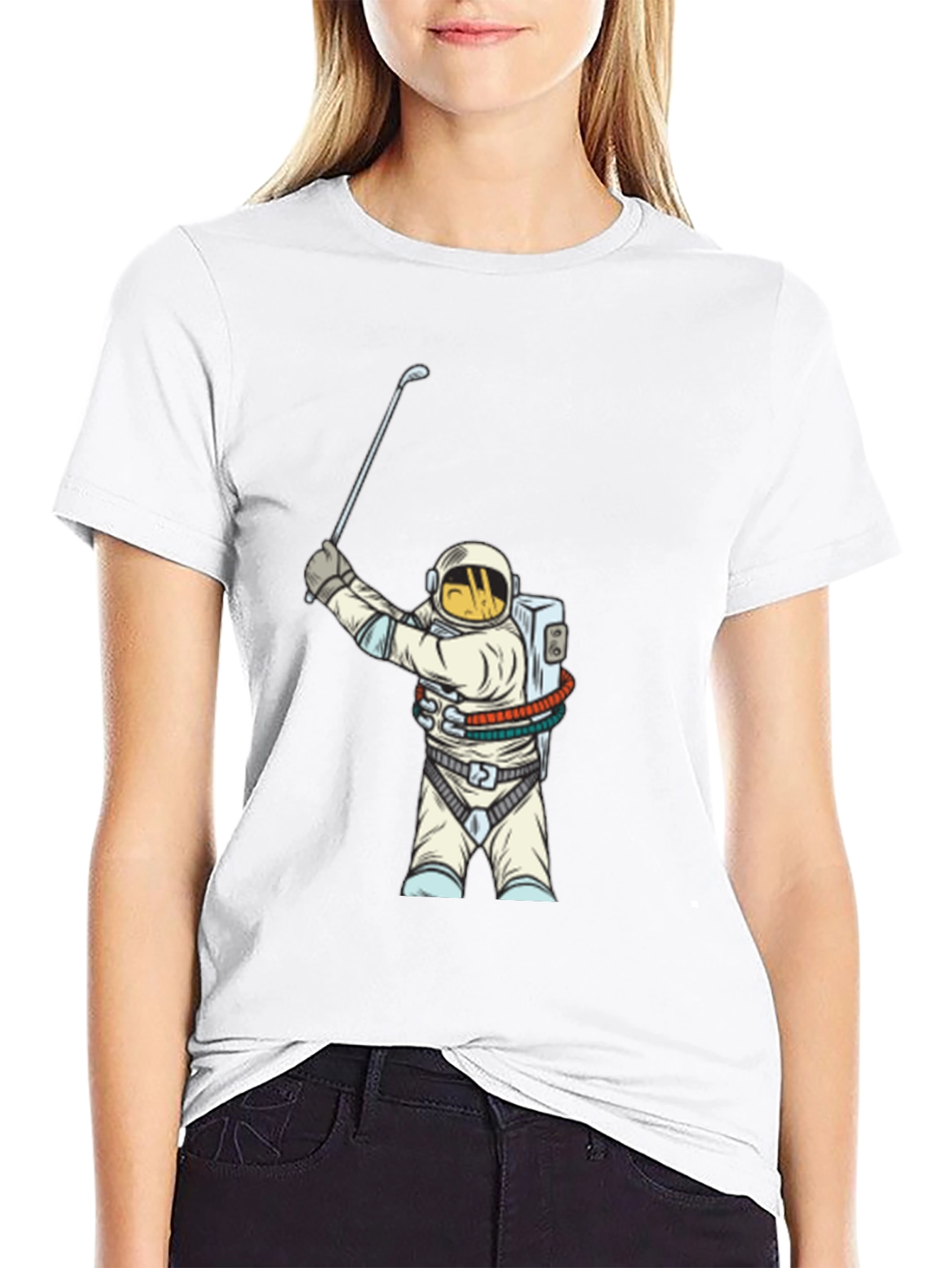 Astronaut Golfing Black T-Shirt