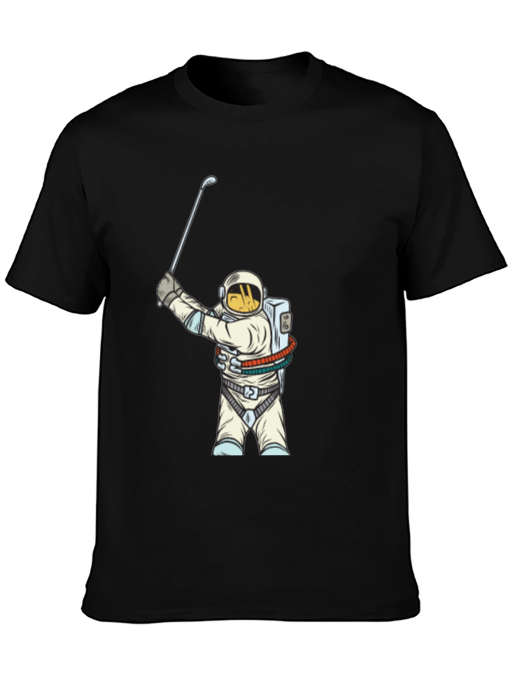 Astronaut Golfing Black T-Shirt