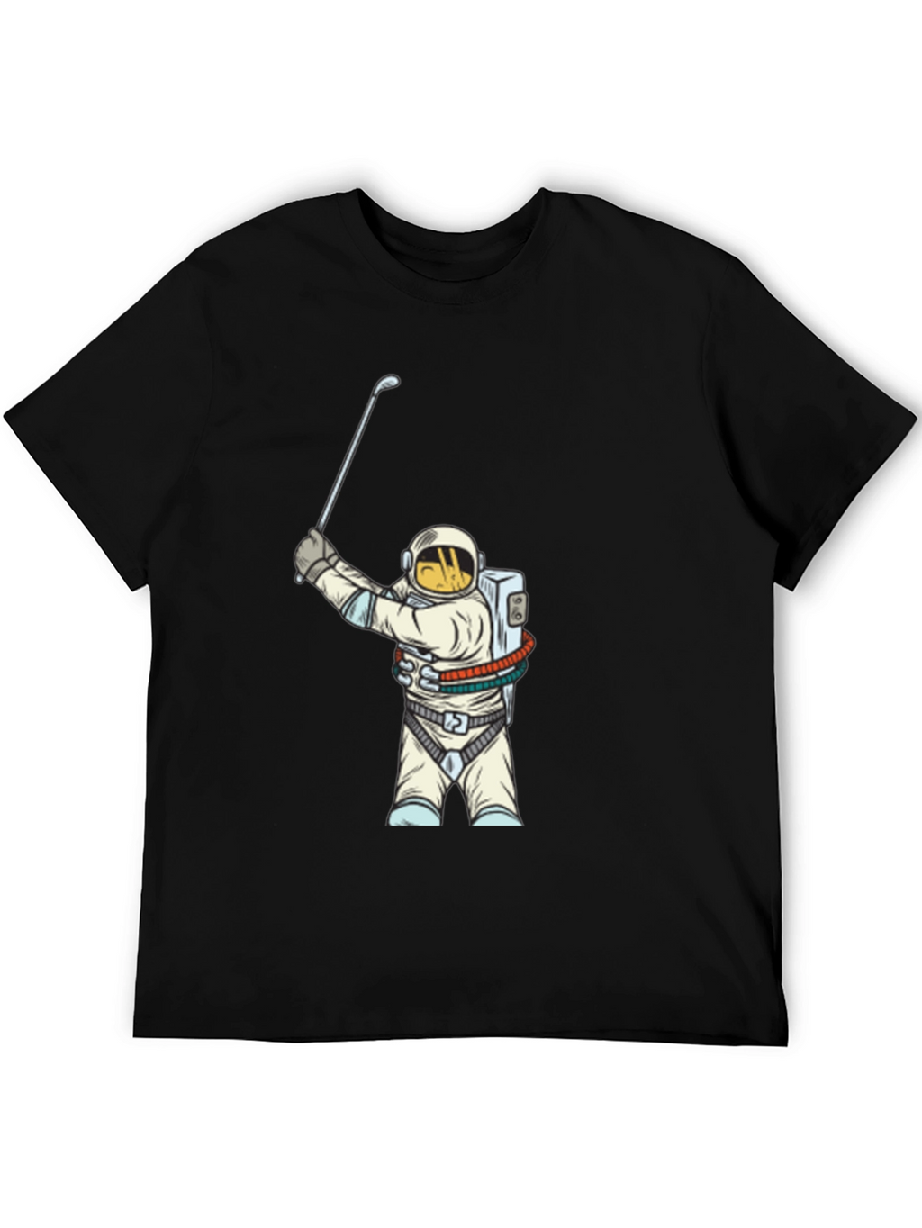 Astronaut Golfing Black T-Shirt