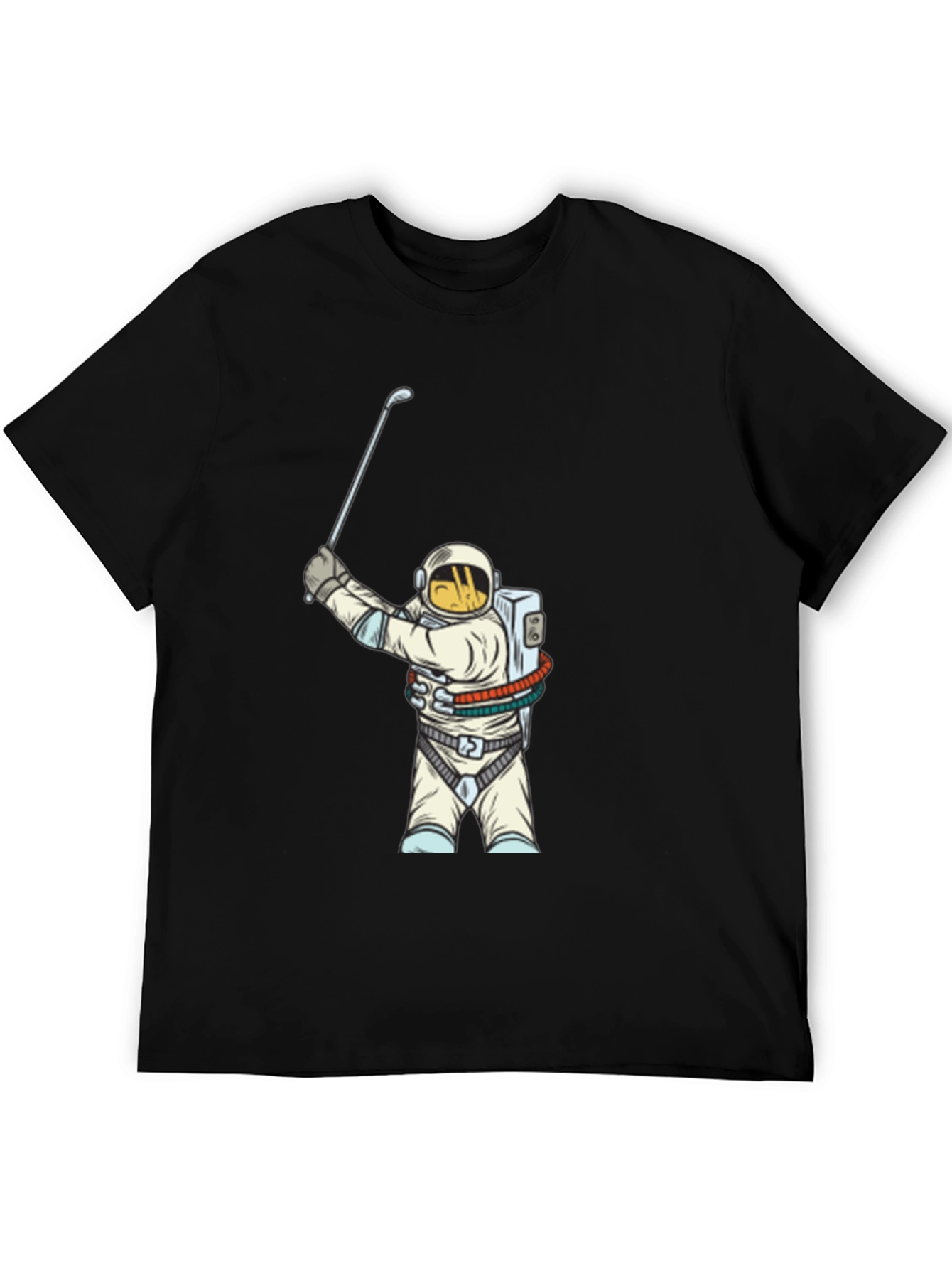 Astronaut Golfing Black T-Shirt