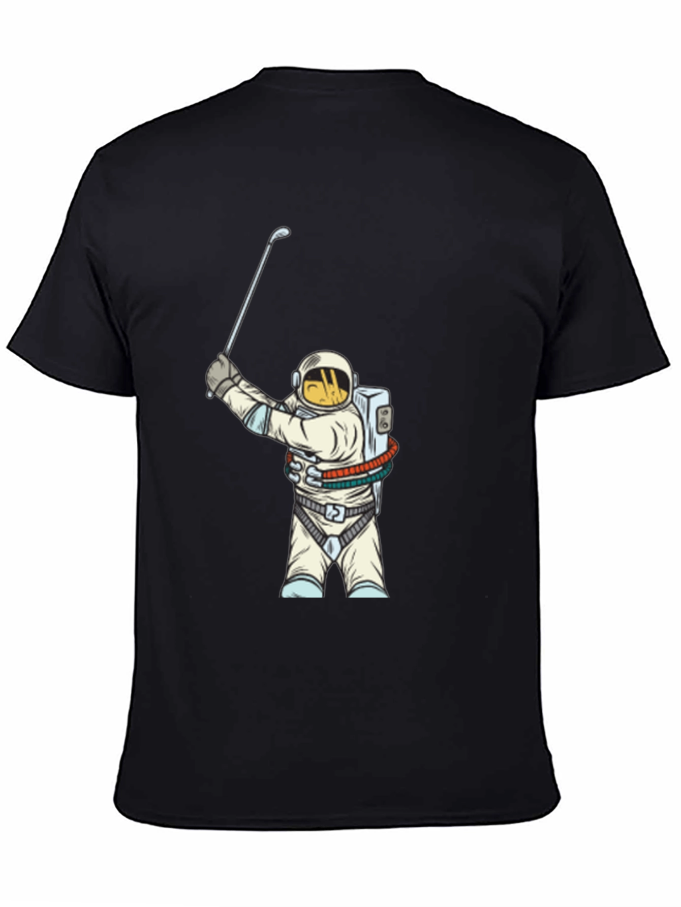 Astronaut Golfing Black T-Shirt
