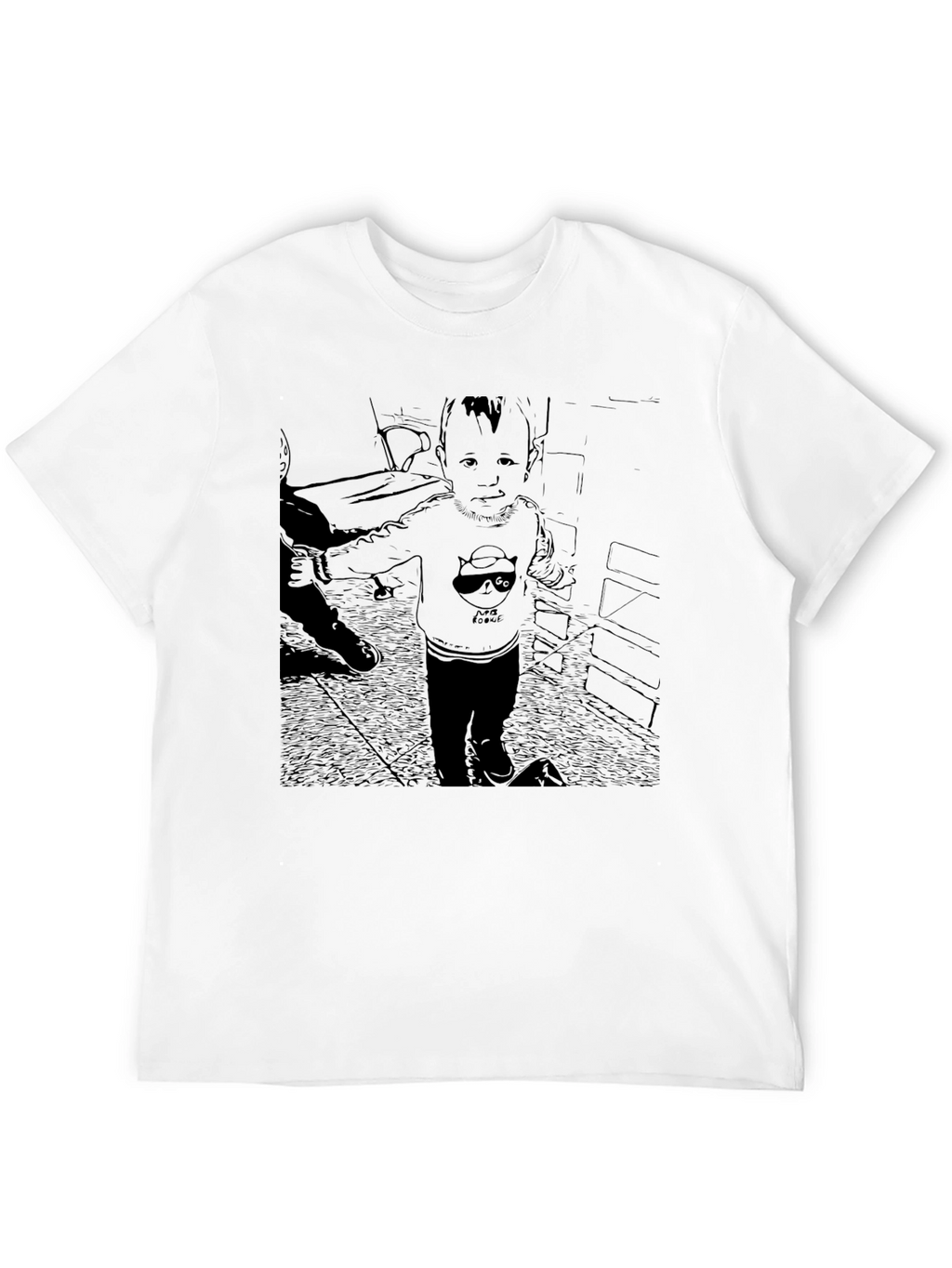 Black Graphic T-Shirt with Baby Print