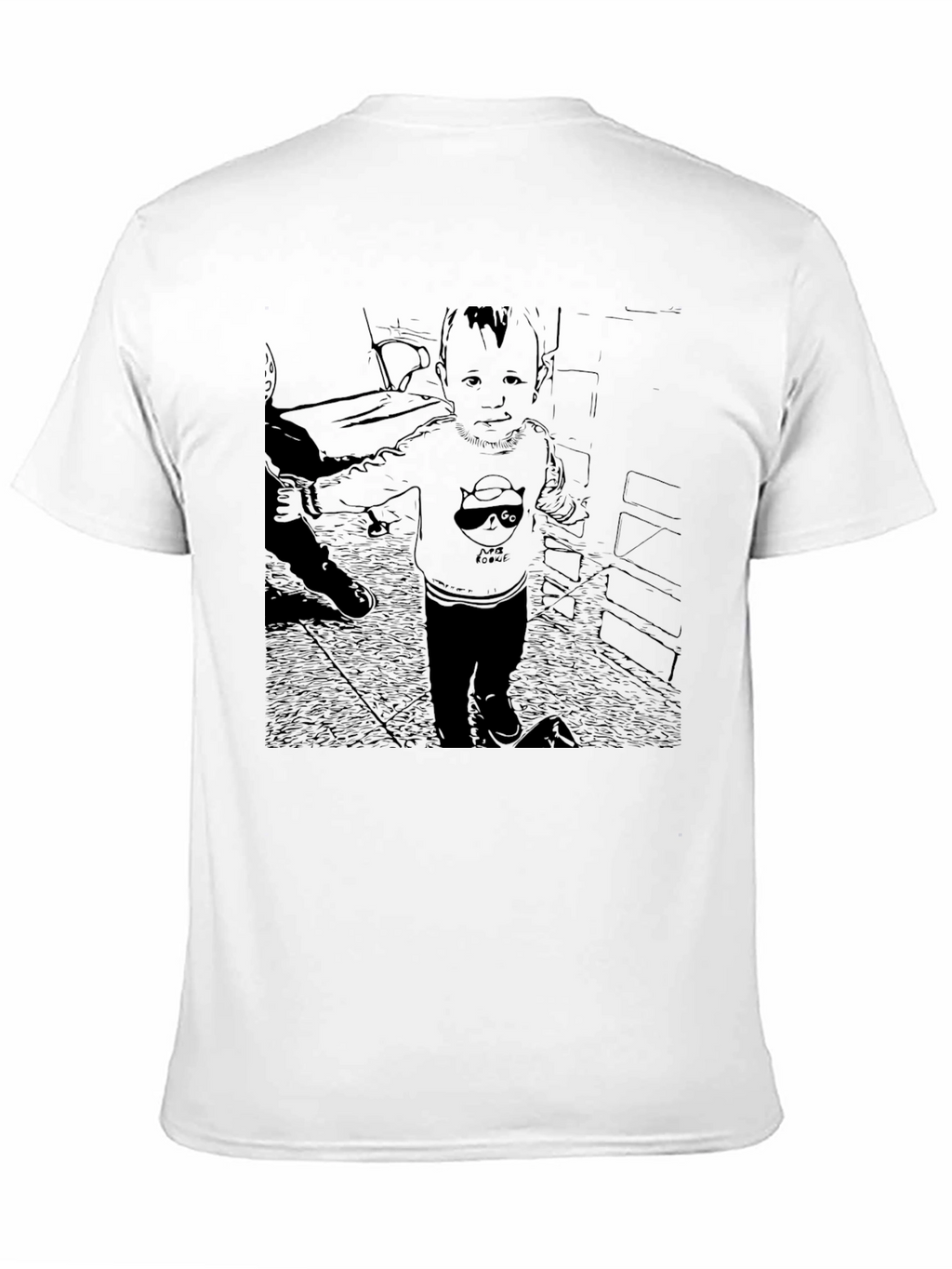 Black Graphic T-Shirt with Baby Print