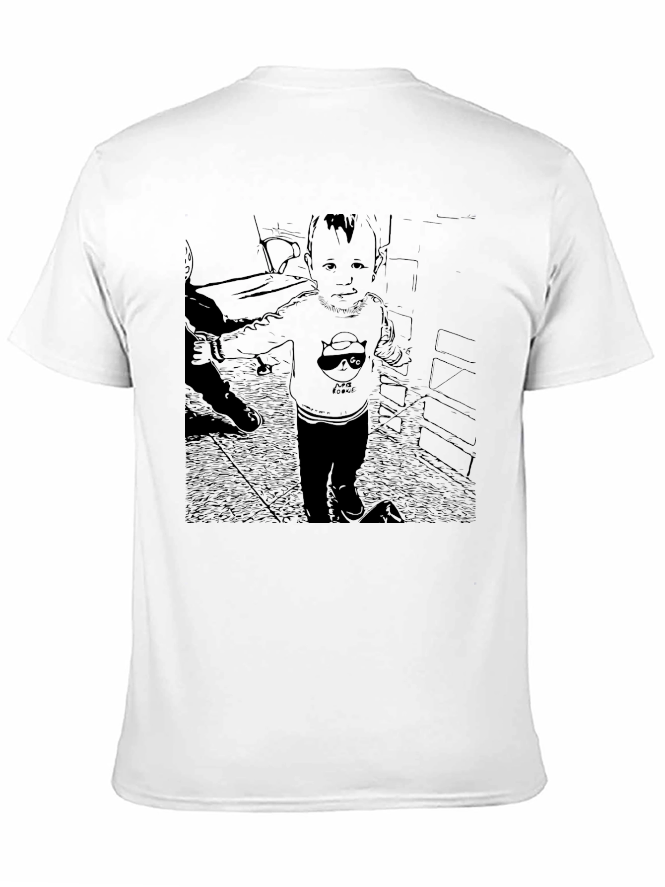 Black Graphic T-Shirt with Baby Print
