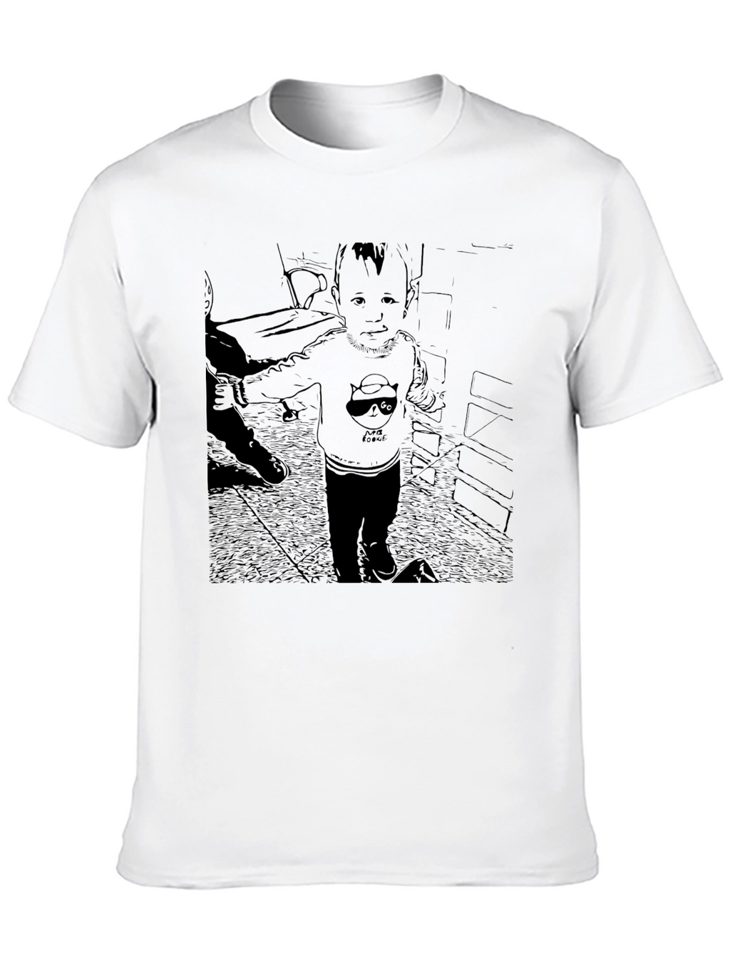Black Graphic T-Shirt with Baby Print