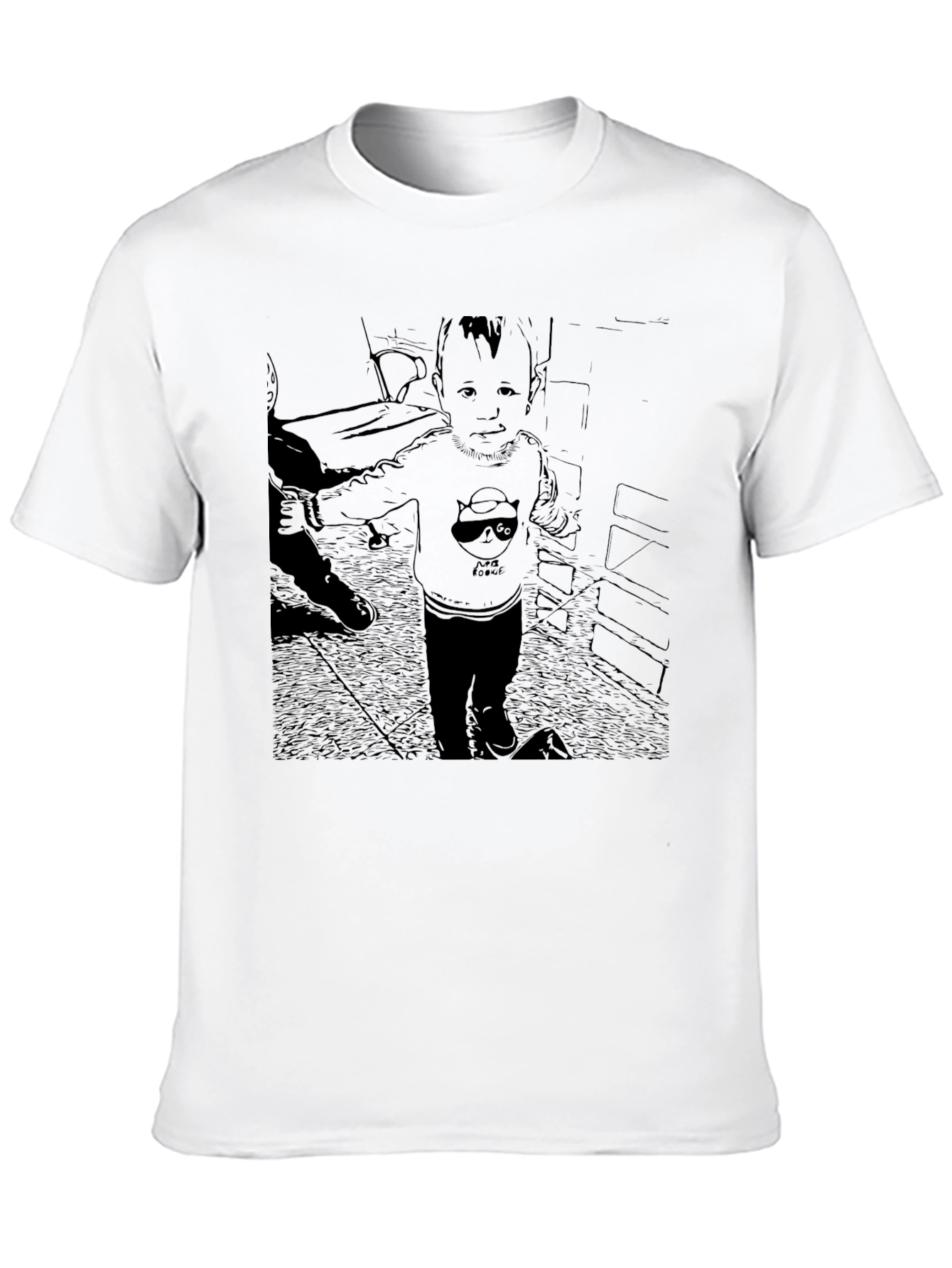 Black Graphic T-Shirt with Baby Print