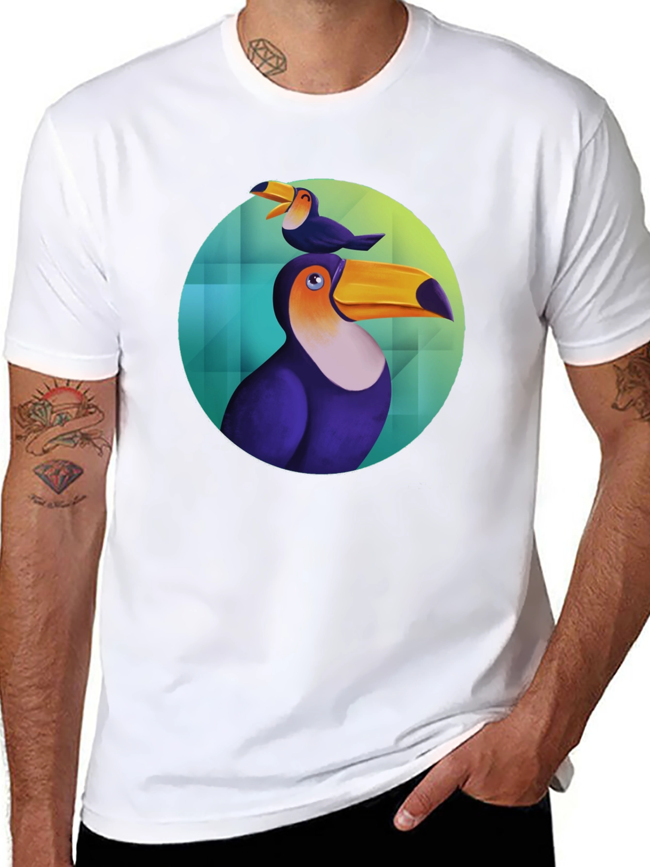 Toucan Bird Graphic Black T-Shirt