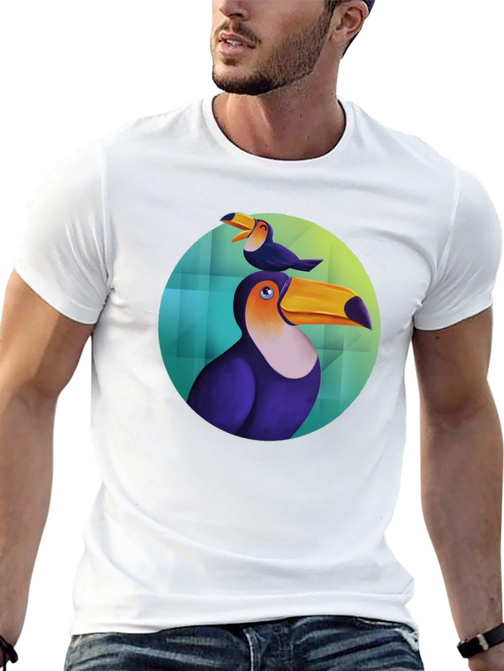 Toucan Bird Graphic Black T-Shirt
