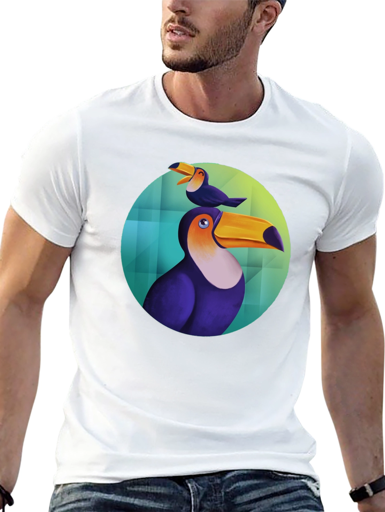 Toucan Bird Graphic Black T-Shirt