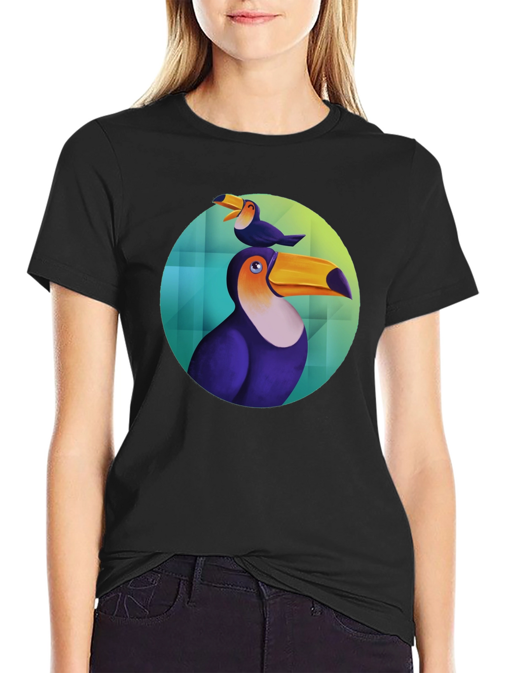 Toucan Bird Graphic Black T-Shirt