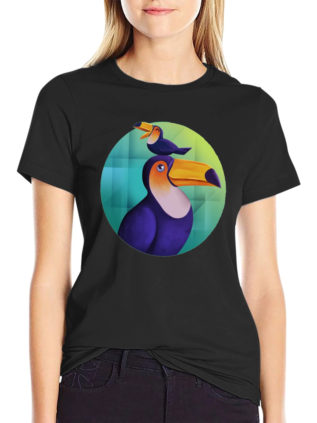 Toucan Bird Graphic Black T-Shirt