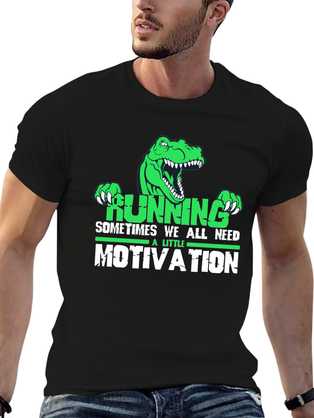 Running Motivation T-Shirt - Dinosaur Design