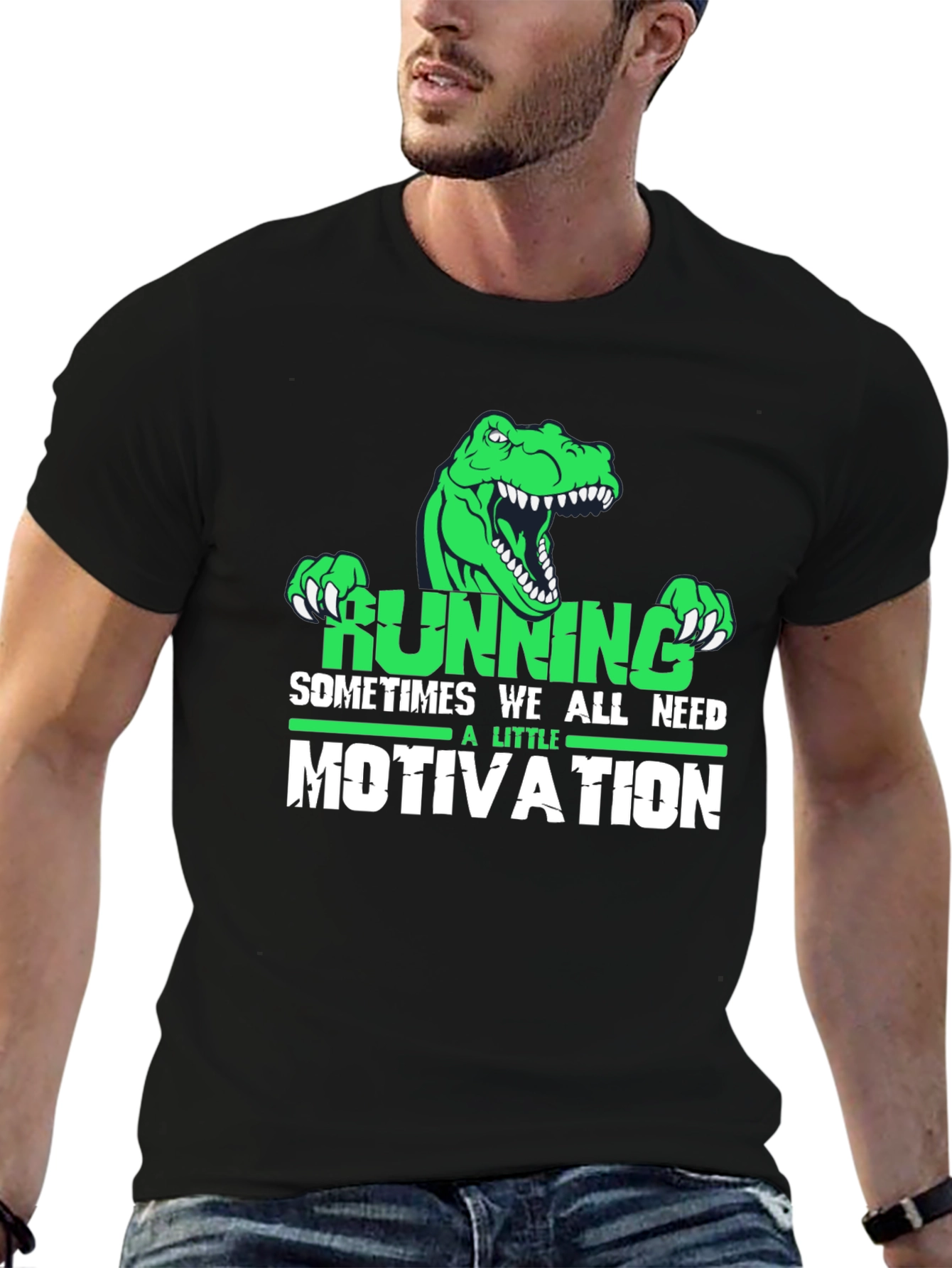 Running Motivation T-Shirt - Dinosaur Design