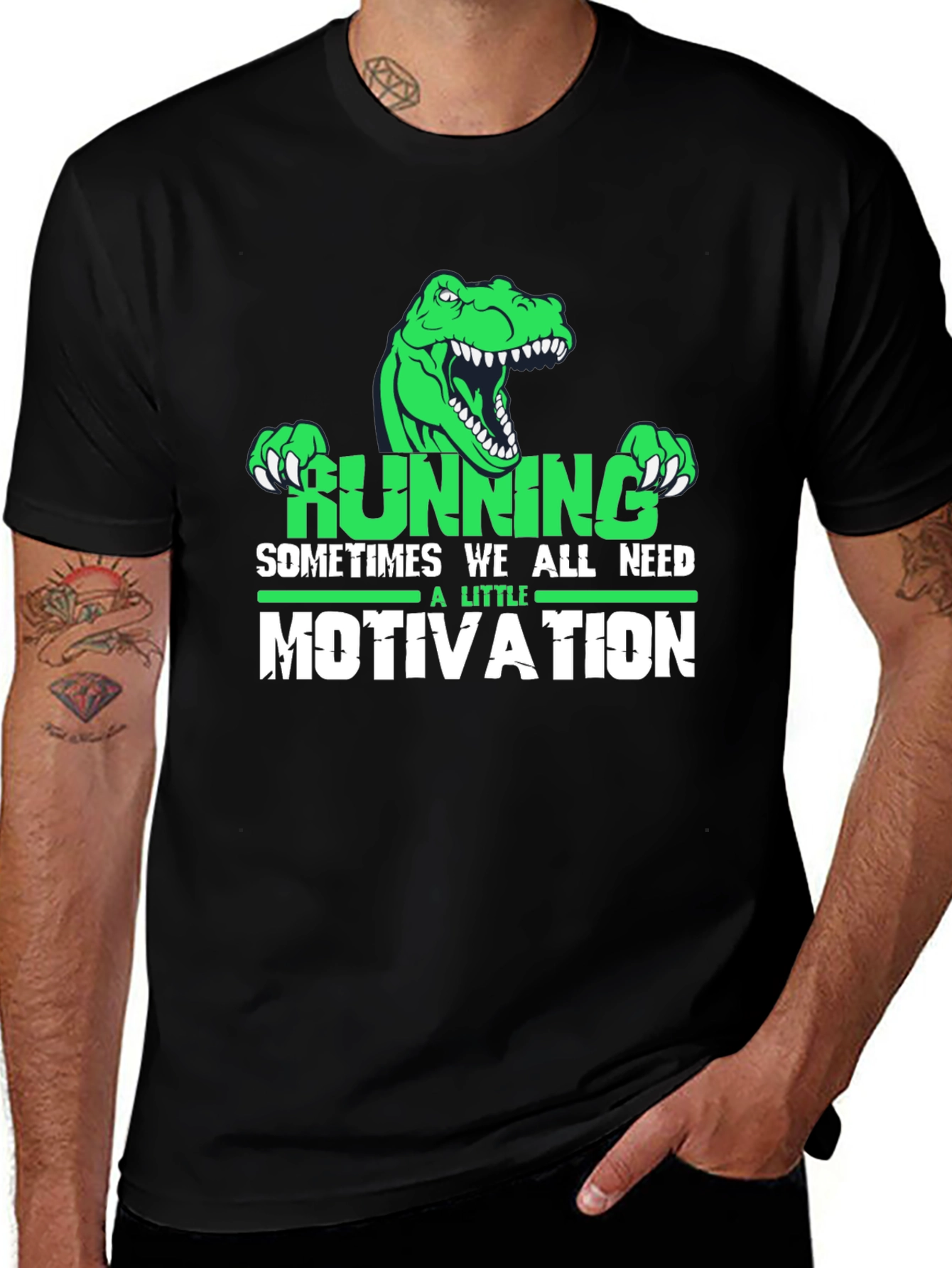 Running Motivation T-Shirt - Dinosaur Design
