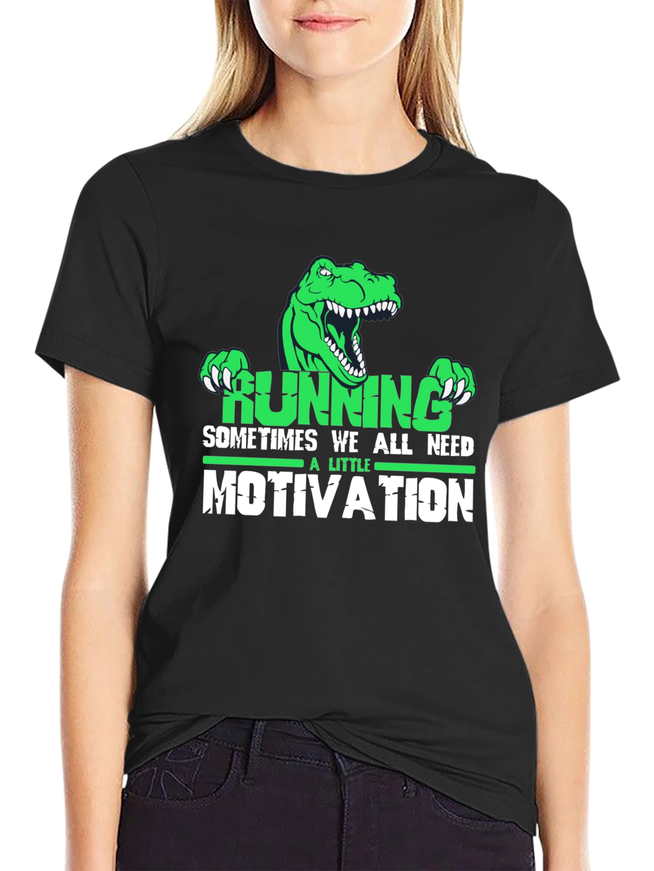 Running Motivation T-Shirt - Dinosaur Design