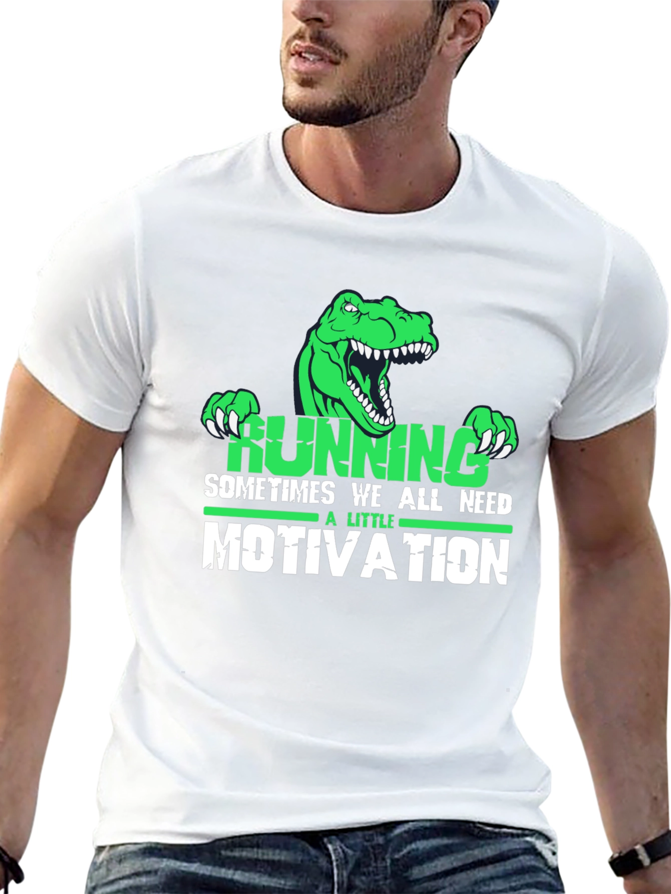 Running Motivation T-Shirt - Dinosaur Design