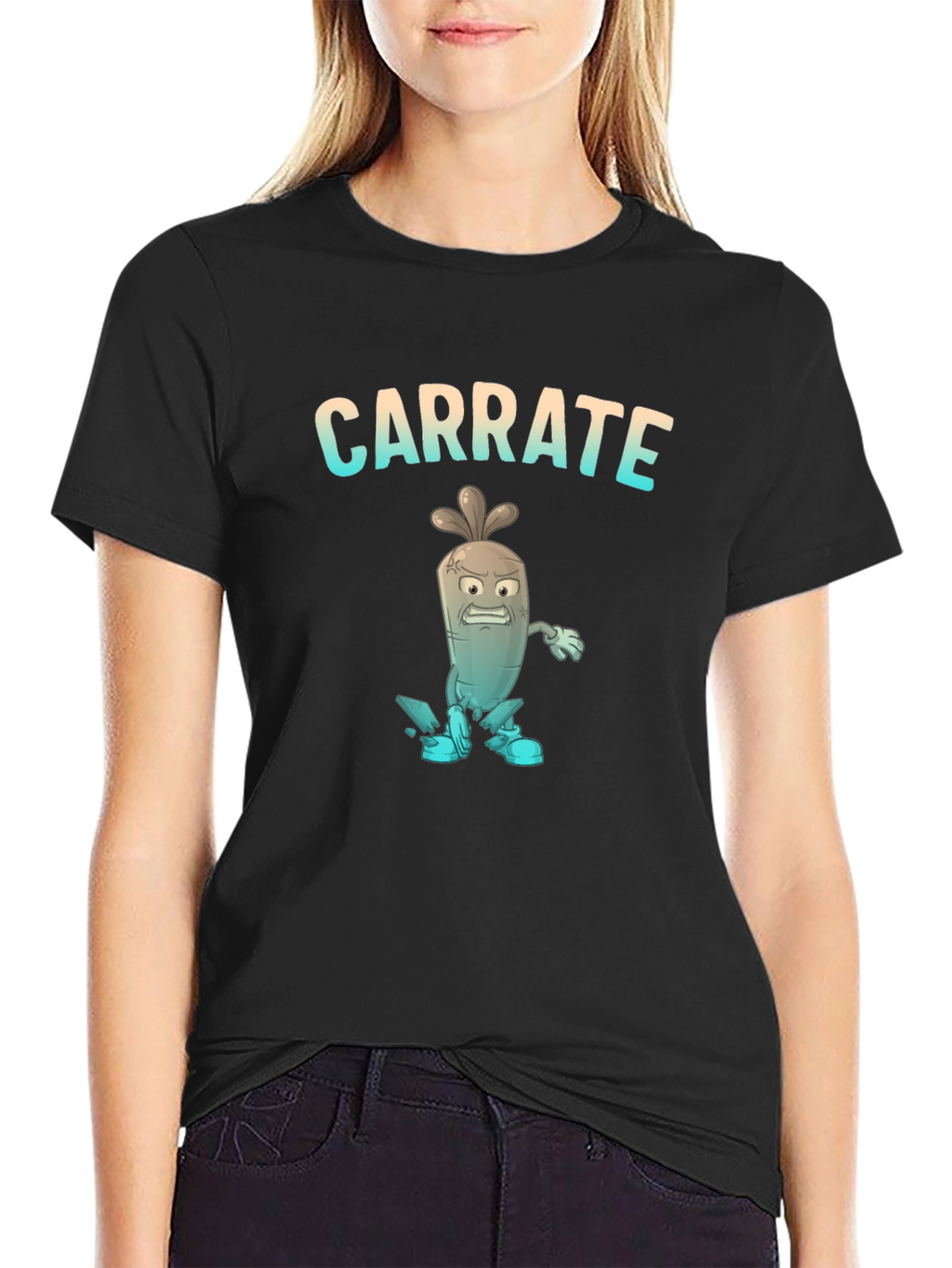 Carrate T-Shirt: Cartoon Carrot Karate Pun Tee