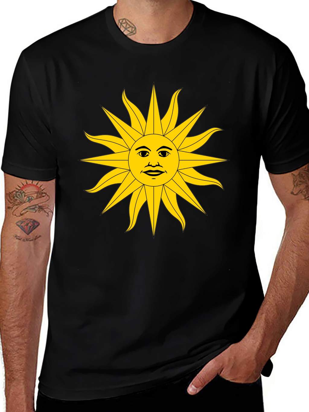 Sun Graphic Black T-Shirt - Unique Design