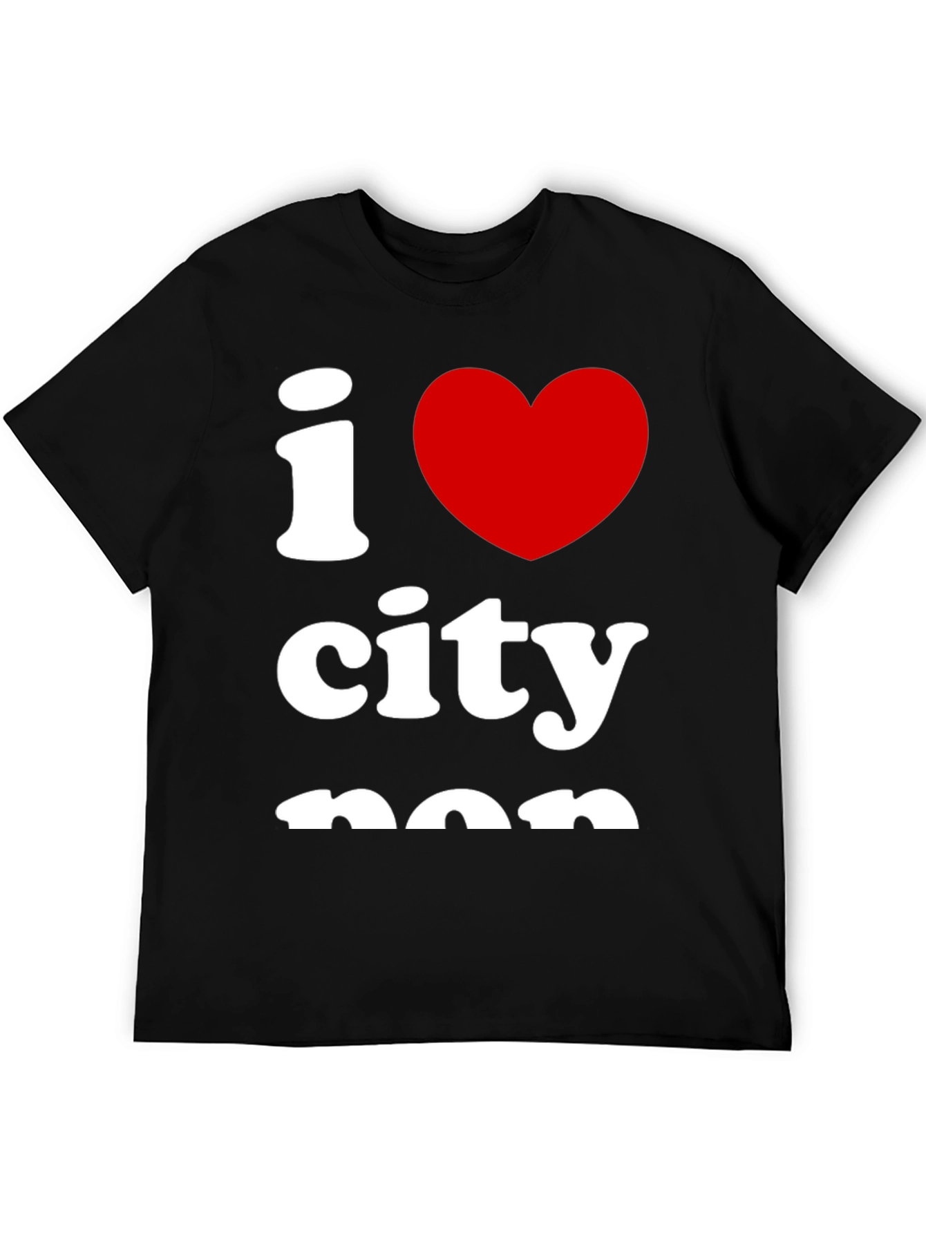 I Love City Tee - Black Cotton Graphic T-Shirt