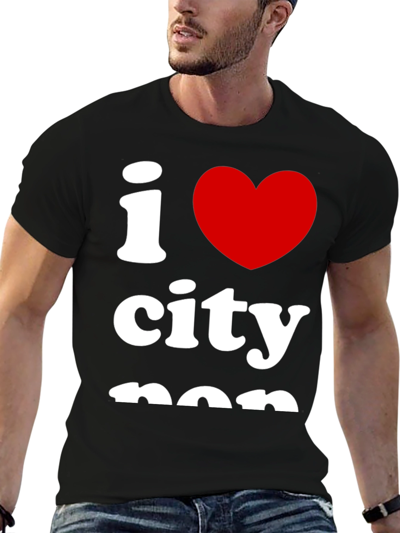 I Love City Tee - Black Cotton Graphic T-Shirt