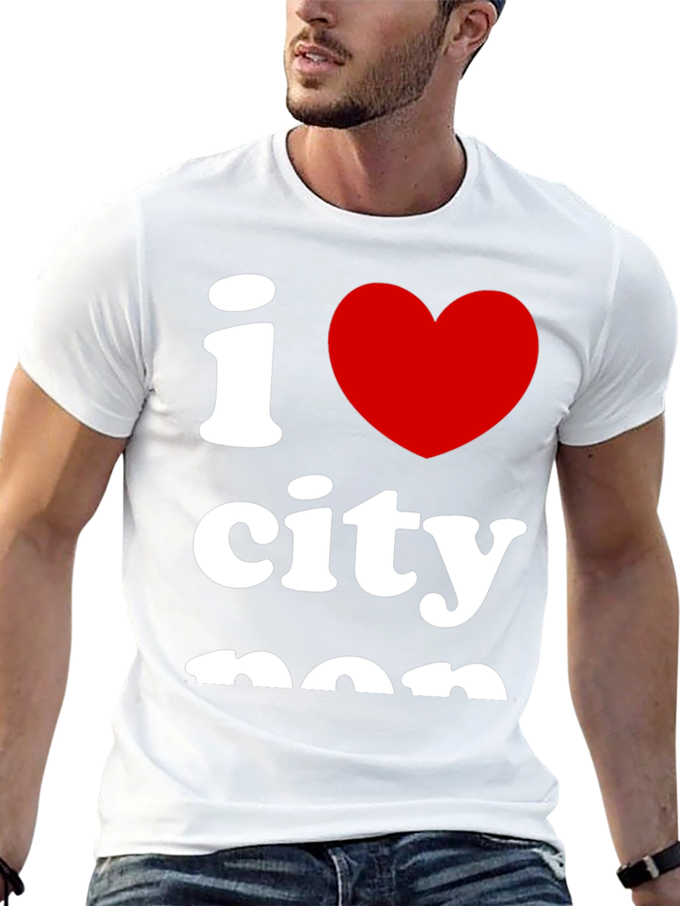 I Love City Tee - Black Cotton Graphic T-Shirt