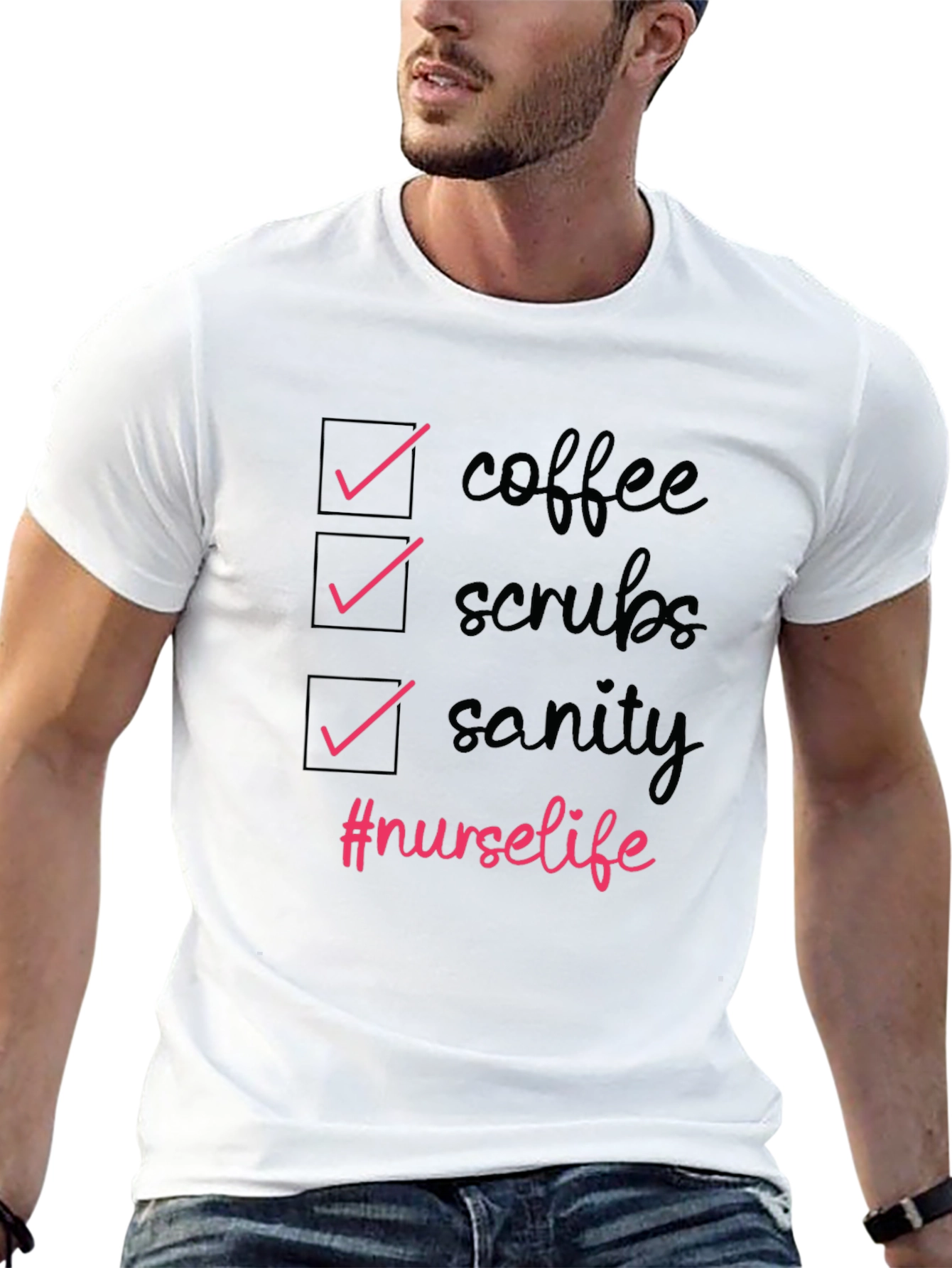 Nurse Life T-Shirt - Coffee Scrubs Sanity Tee