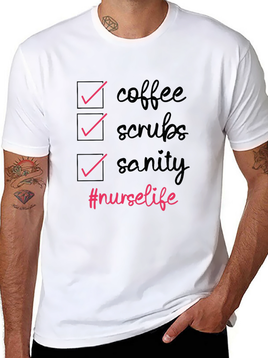 Nurse Life T-Shirt - Coffee Scrubs Sanity Tee
