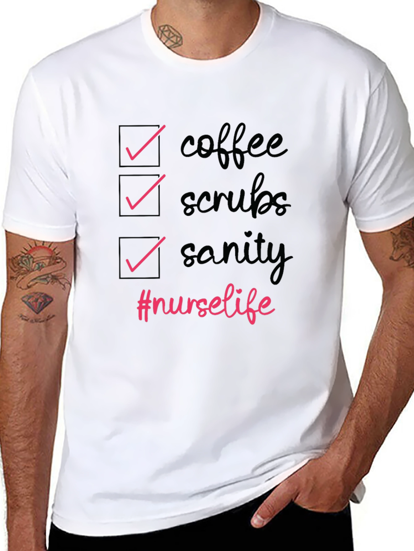Nurse Life T-Shirt - Coffee Scrubs Sanity Tee