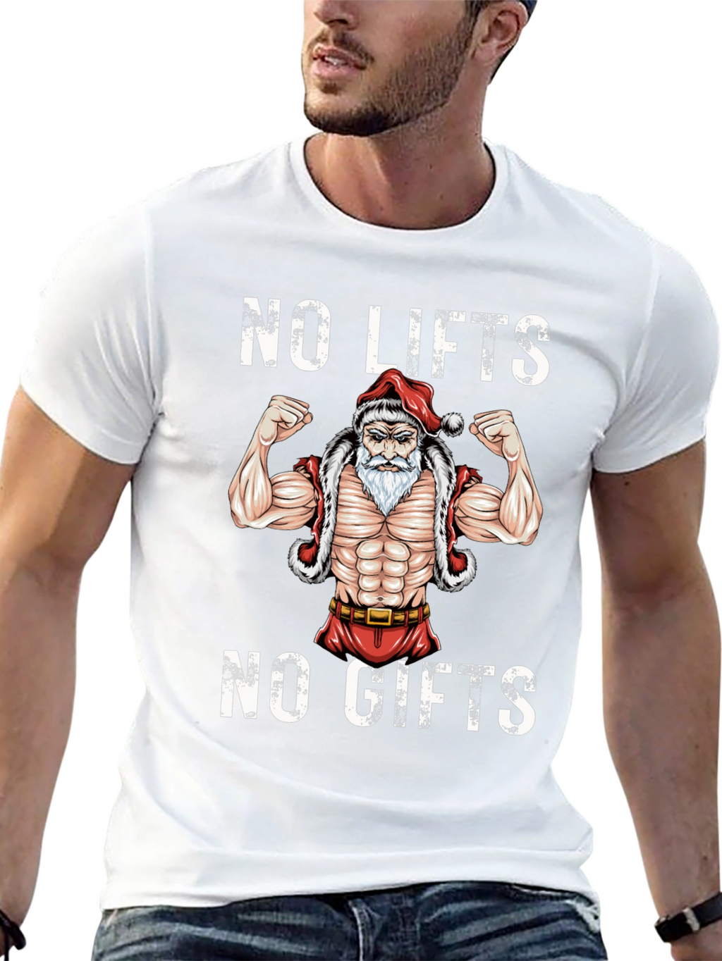Funny Santa Muscle Gym Workout T-Shirt