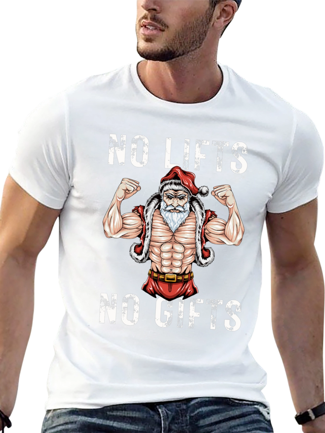 Funny Santa Muscle Gym Workout T-Shirt