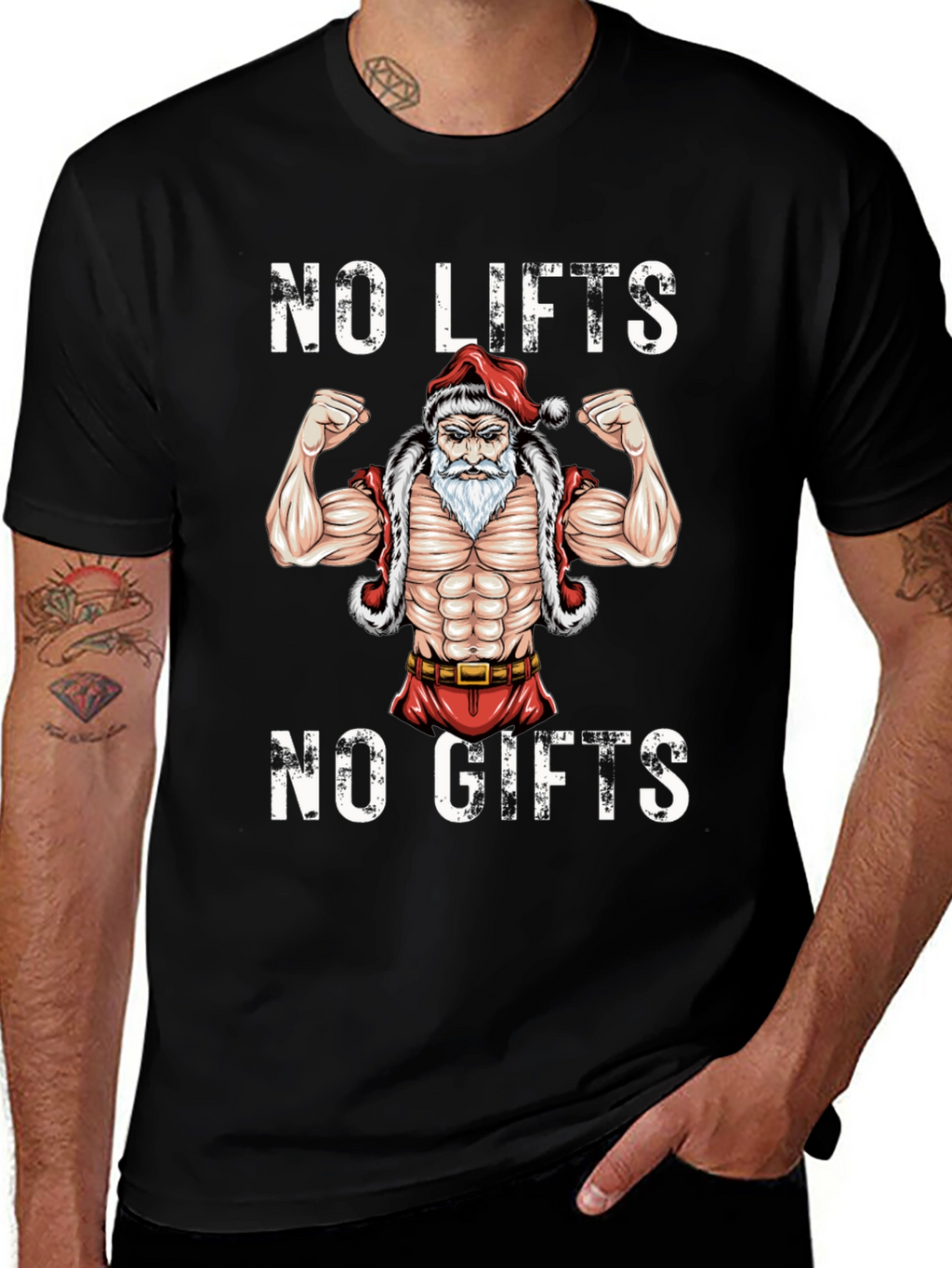 Funny Santa Muscle Gym Workout T-Shirt