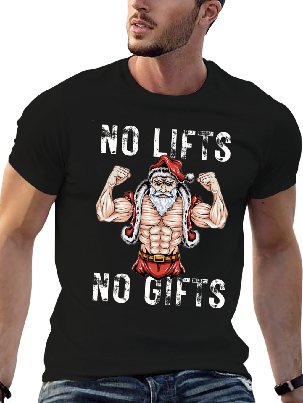 Funny Santa Muscle Gym Workout T-Shirt