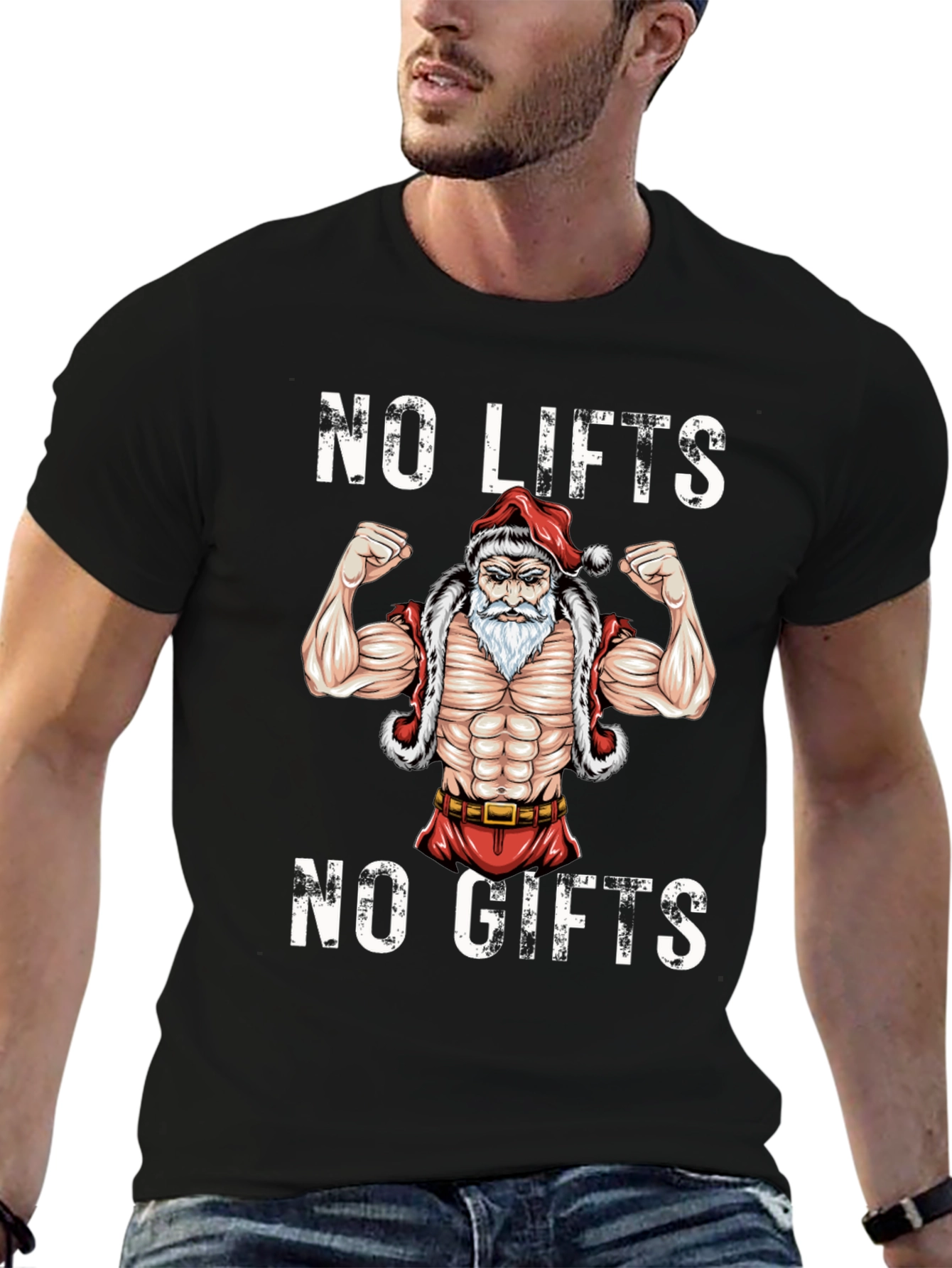 Funny Santa Muscle Gym Workout T-Shirt