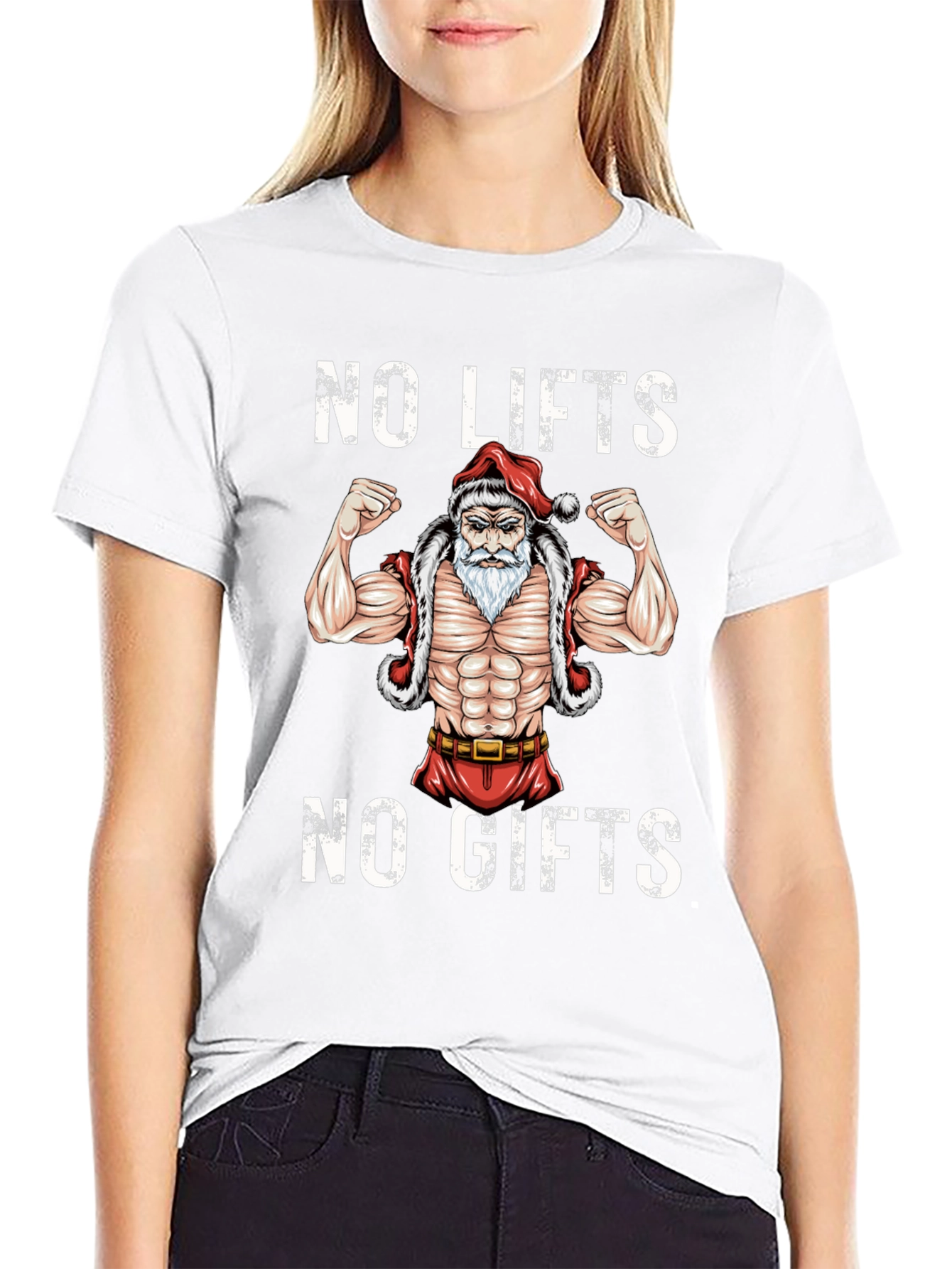 Funny Santa Muscle Gym Workout T-Shirt