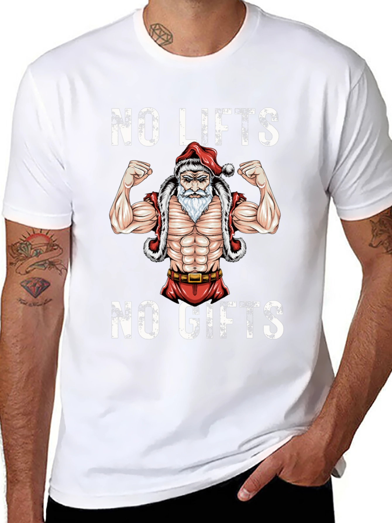 Funny Santa Muscle Gym Workout T-Shirt