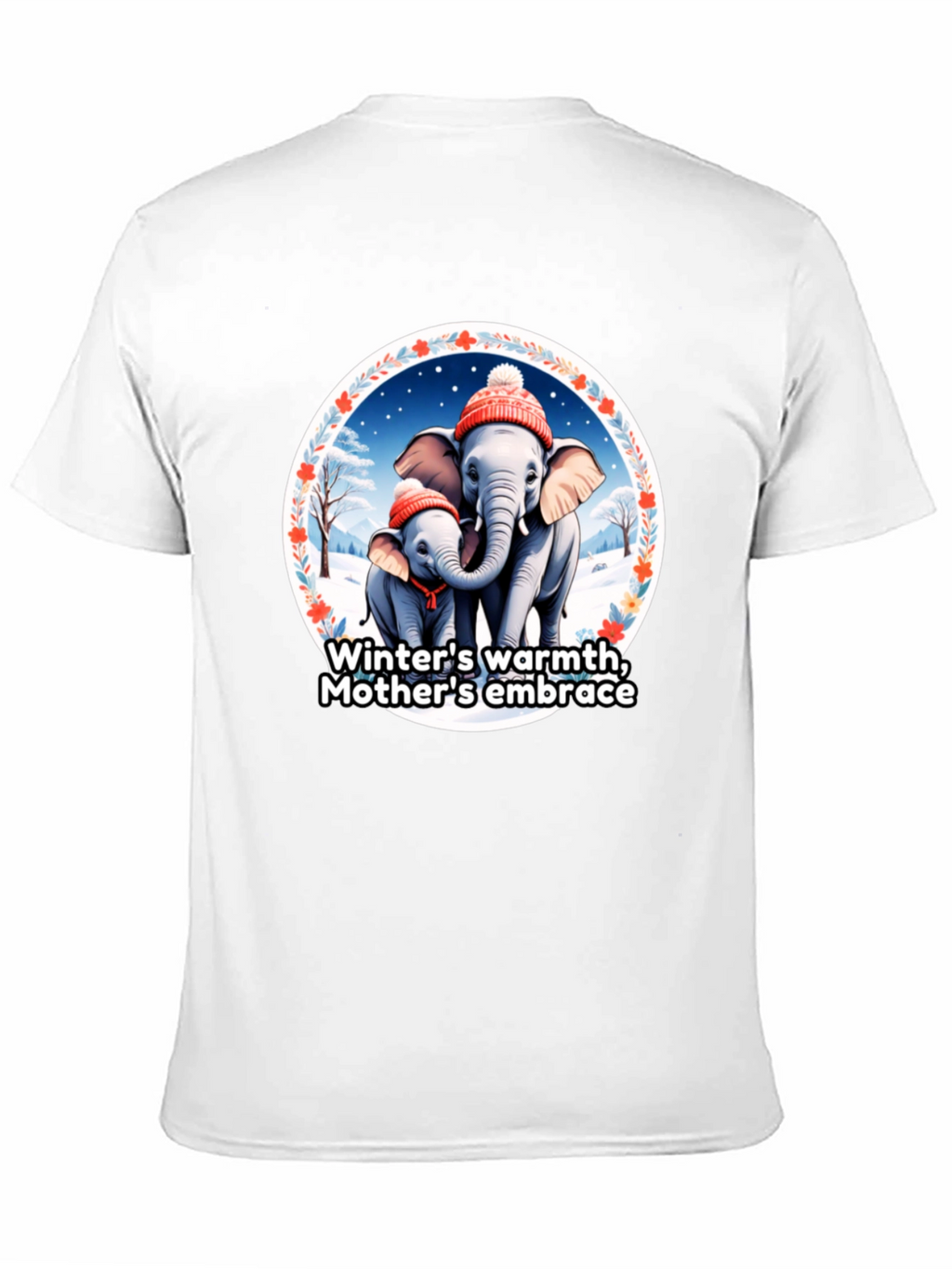Elephant Mothers Embrace Winter T-Shirt