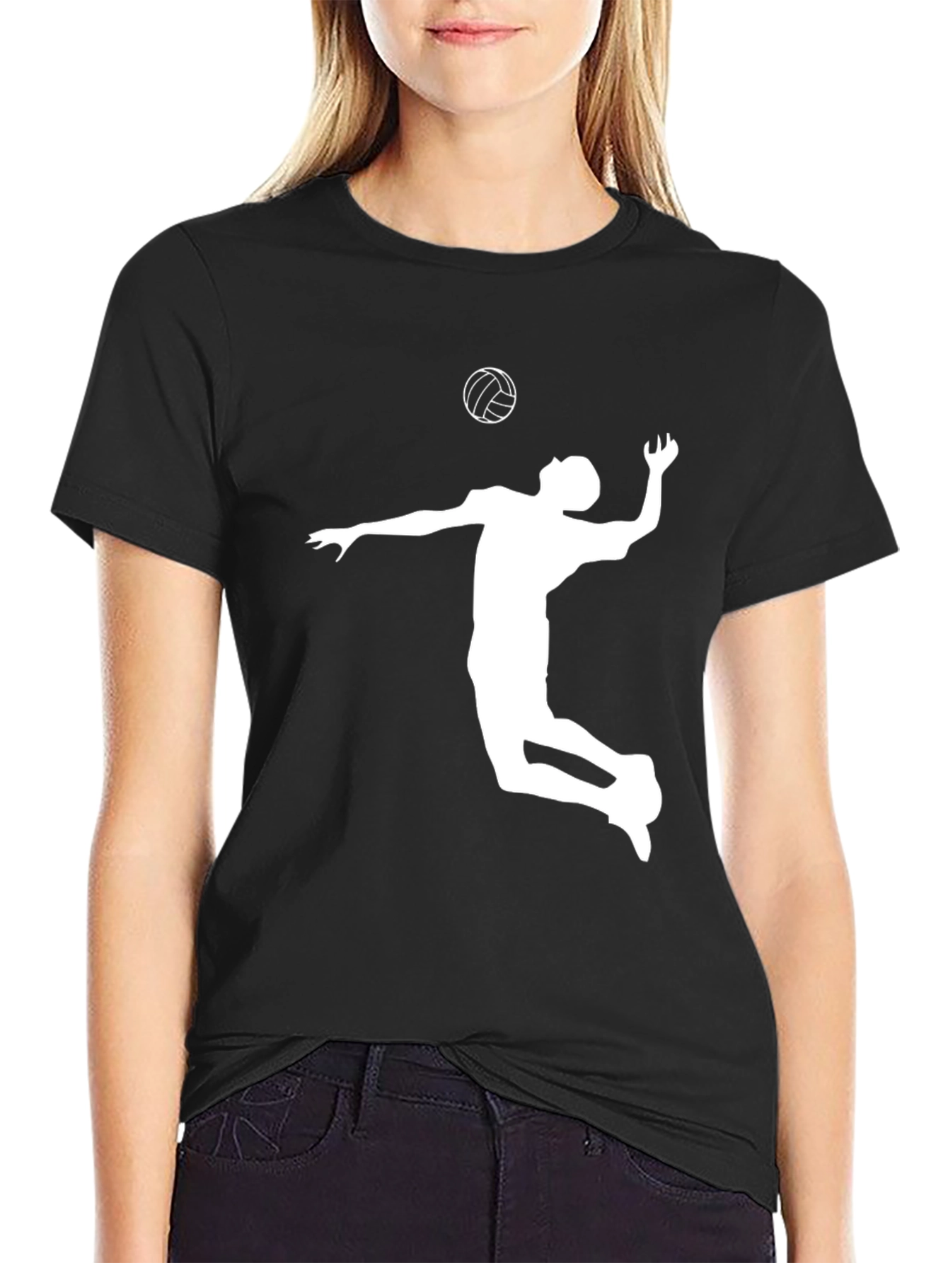 Volleyball Player Graphic Tee - Black