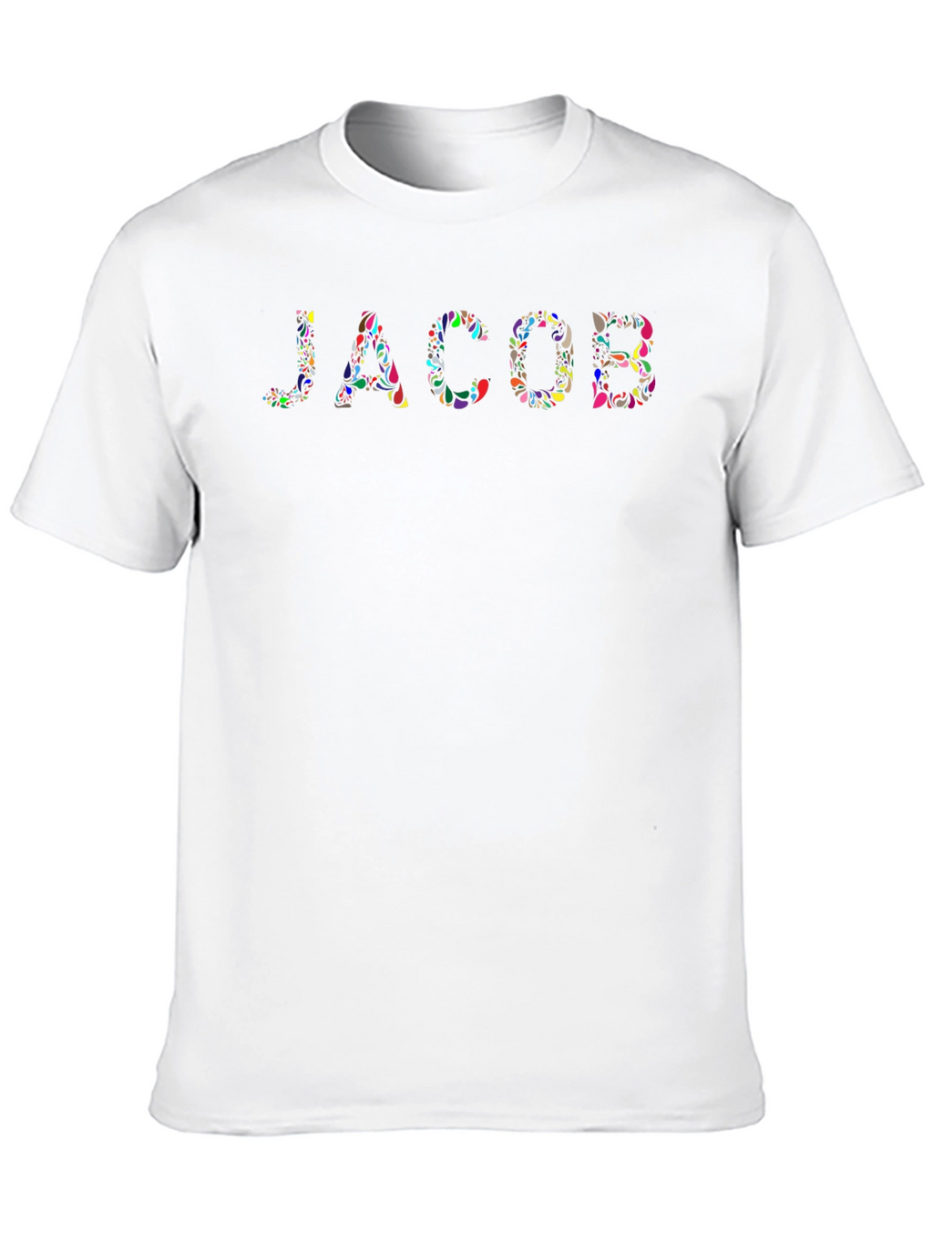Personalized Jacob Floral Pattern Black T-Shirt