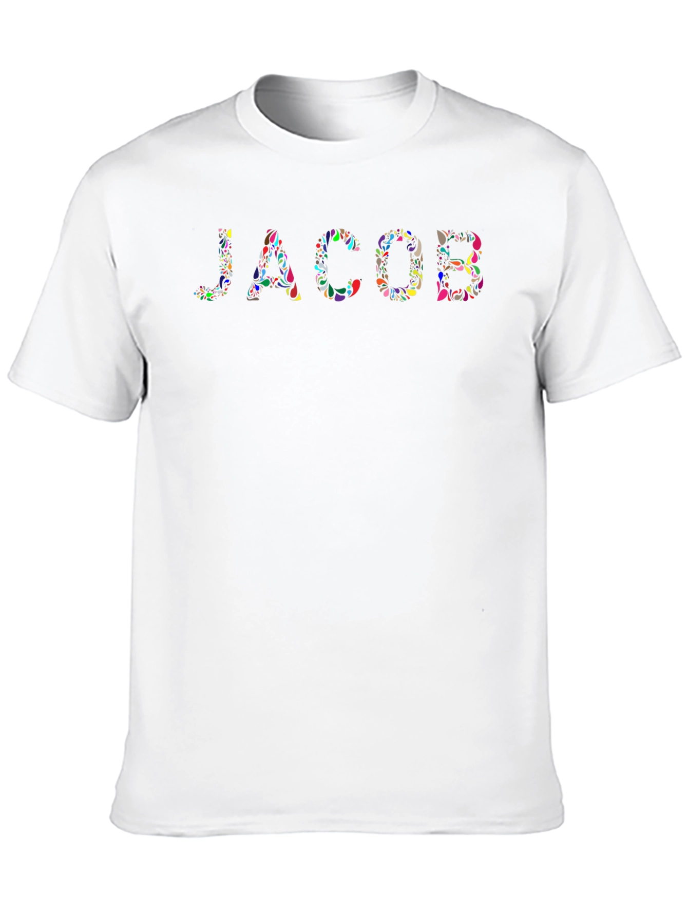 Personalized Jacob Floral Pattern Black T-Shirt
