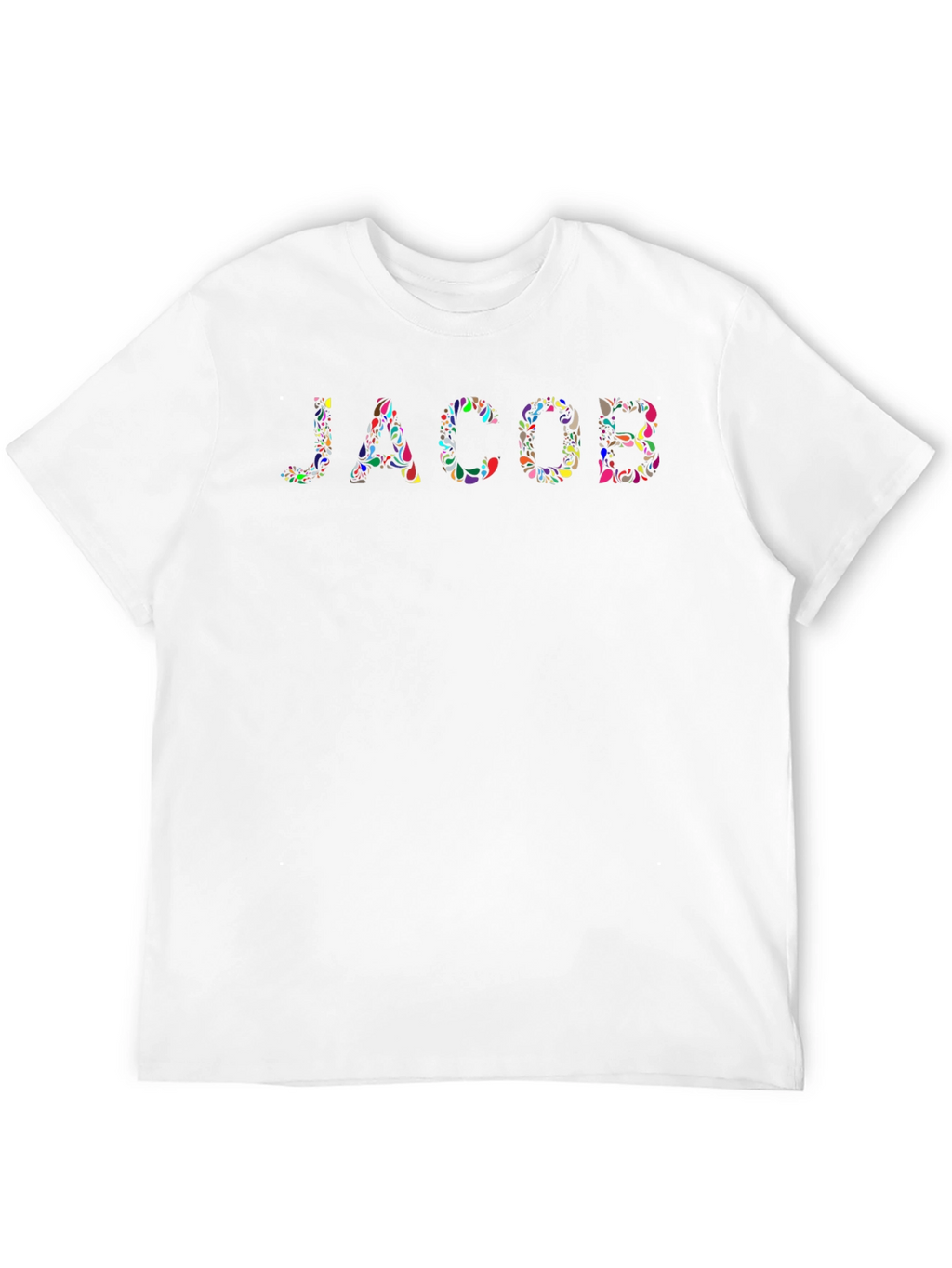 Personalized Jacob Floral Pattern Black T-Shirt