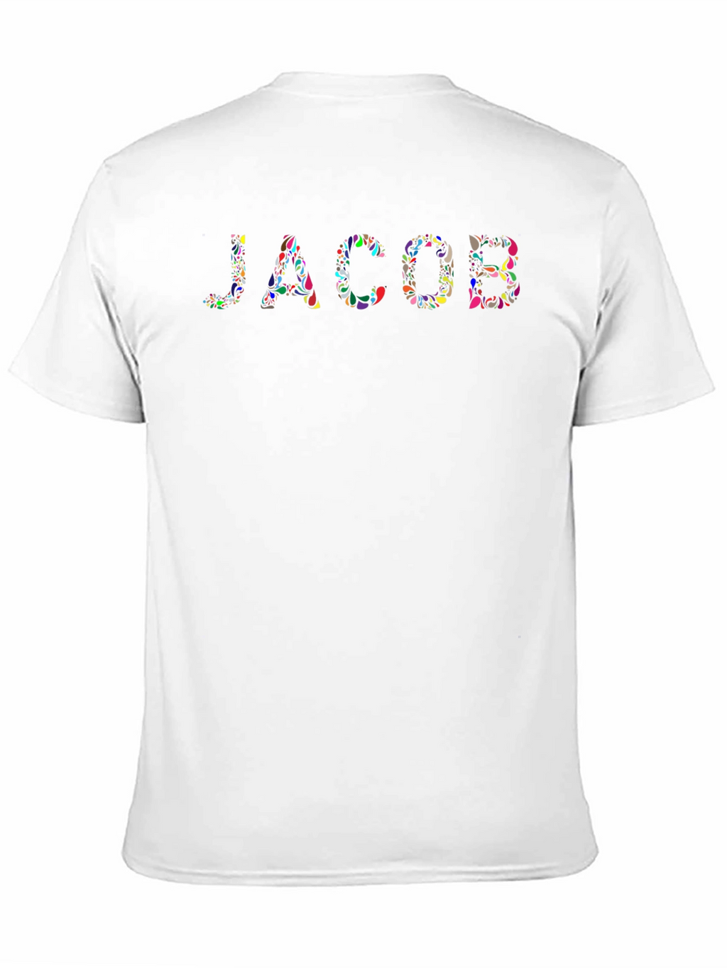 Personalized Jacob Floral Pattern Black T-Shirt