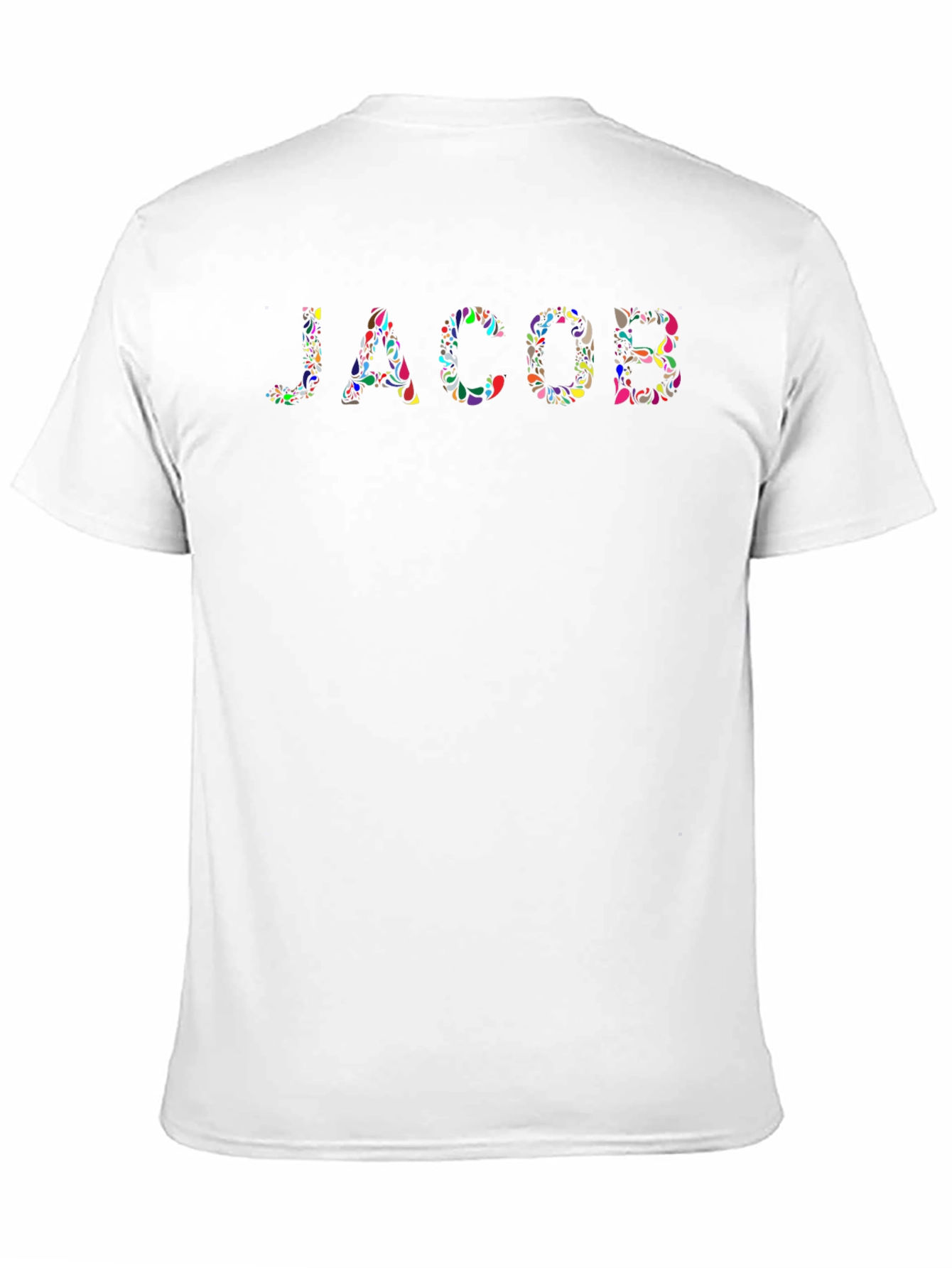 Personalized Jacob Floral Pattern Black T-Shirt