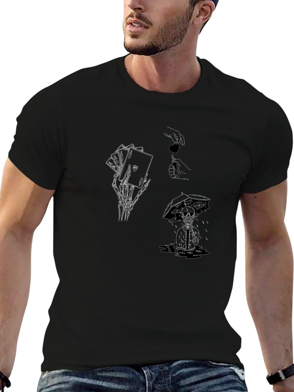 Graphic Tee - Skeleton Hand & Cards